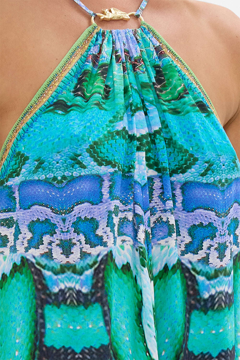 GATHER NECK HARDWARE MAXI DRESS LAND OF WONDER