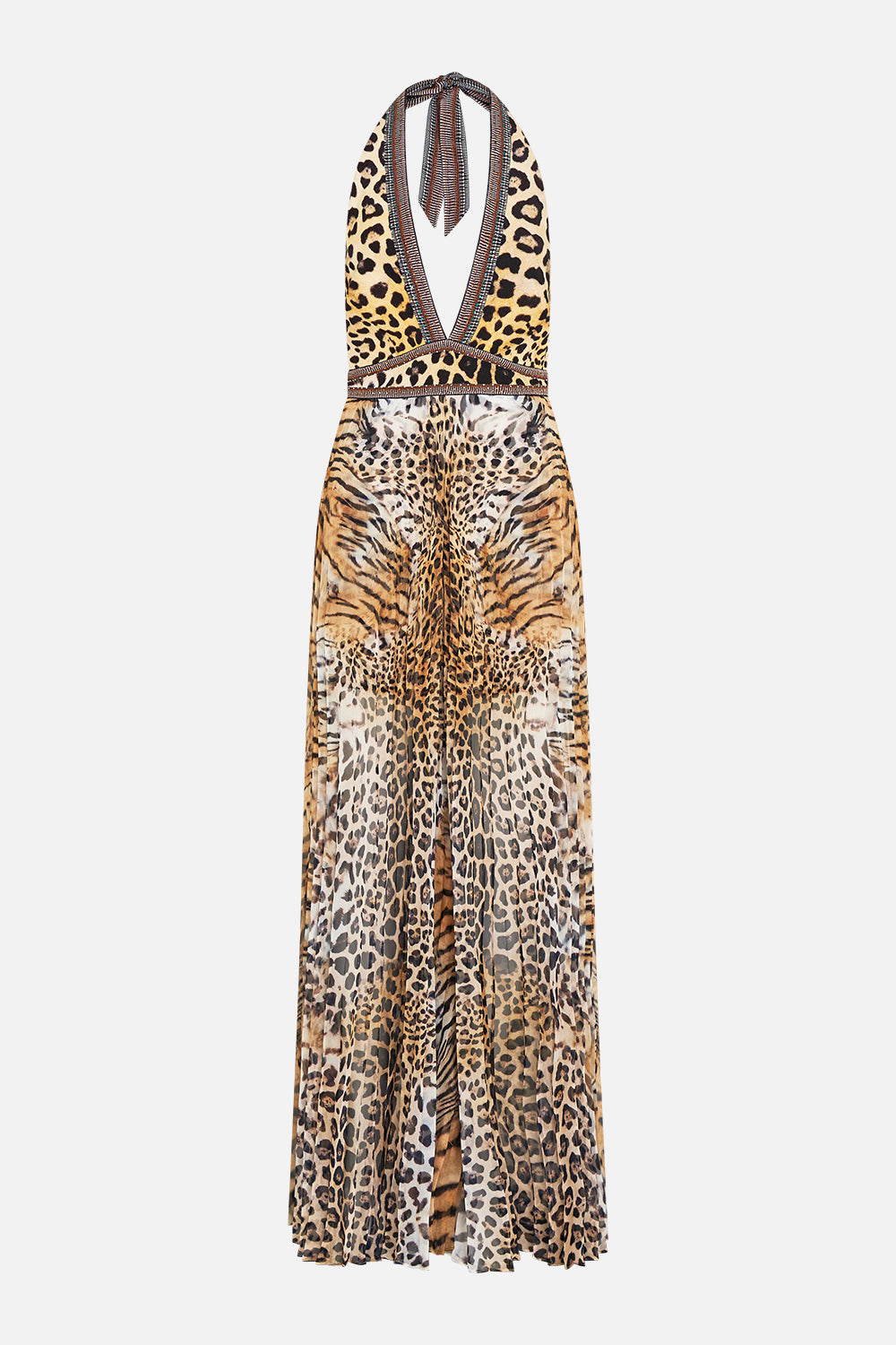 TIE NECK HALTER JUMPSUIT JAGUAR