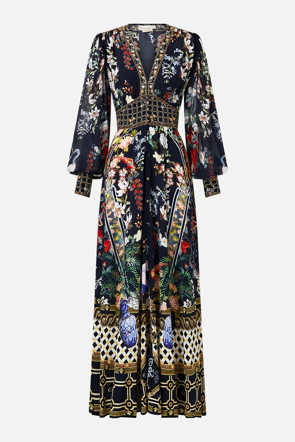 SHAPED WAISTBAND DRESS WITH GATHERED SLEEVES PALACIO POETRY