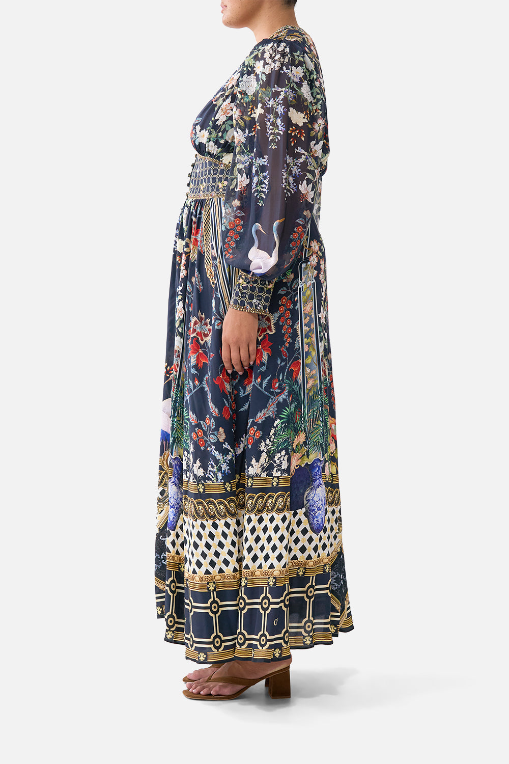 SHAPED WAISTBAND DRESS WITH GATHERED SLEEVES PALACIO POETRY