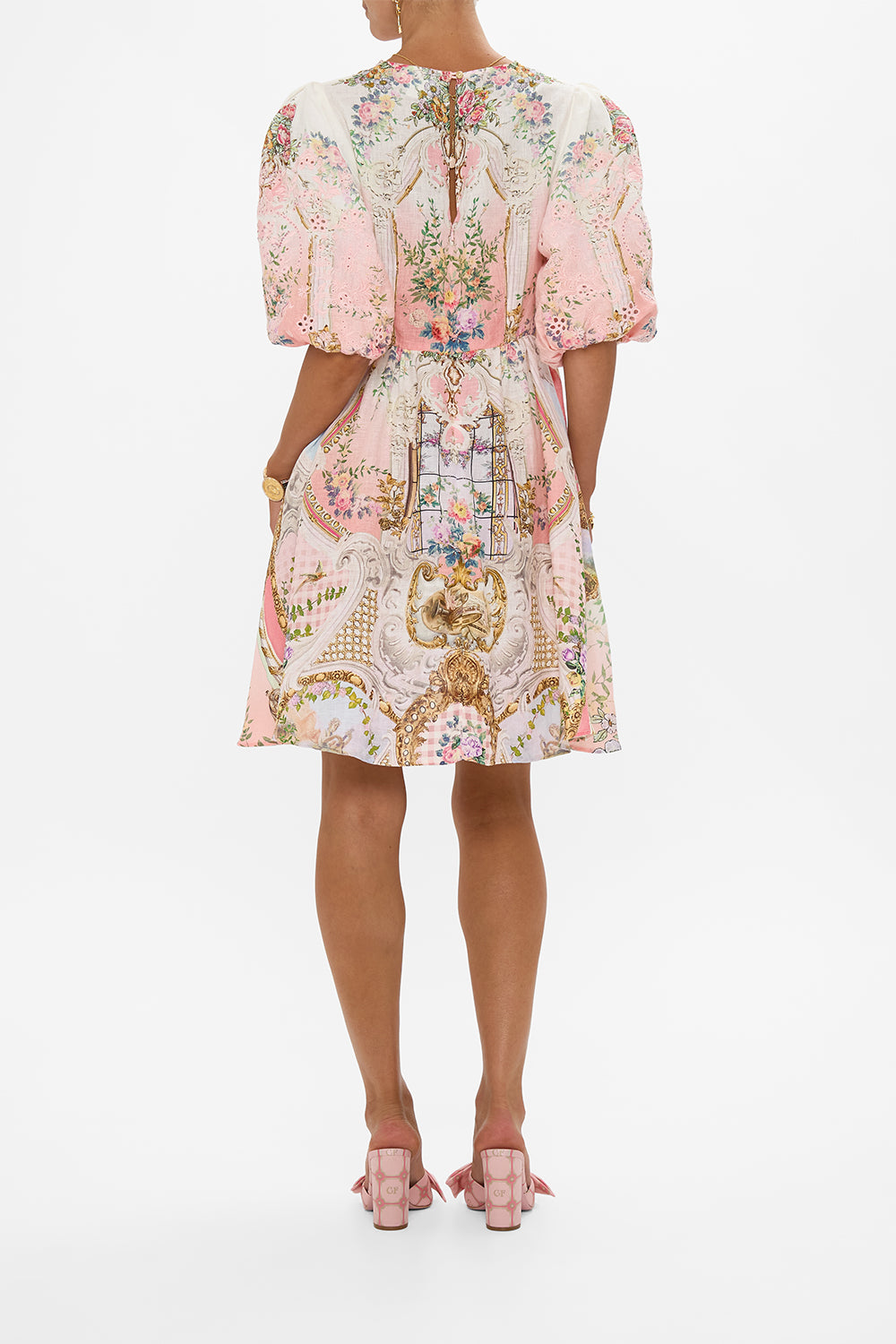 V NECK PUFF SLEEVE SHORT DRESS LISBON LULLABY