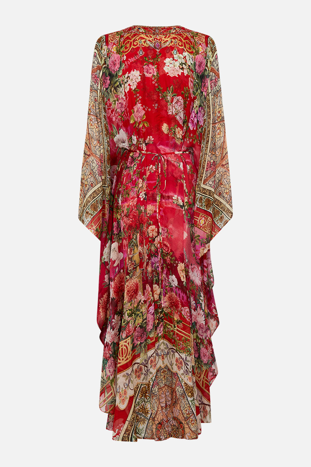 CAMILLA Long kaftan with waist detail in Sweet home Alexandria print.