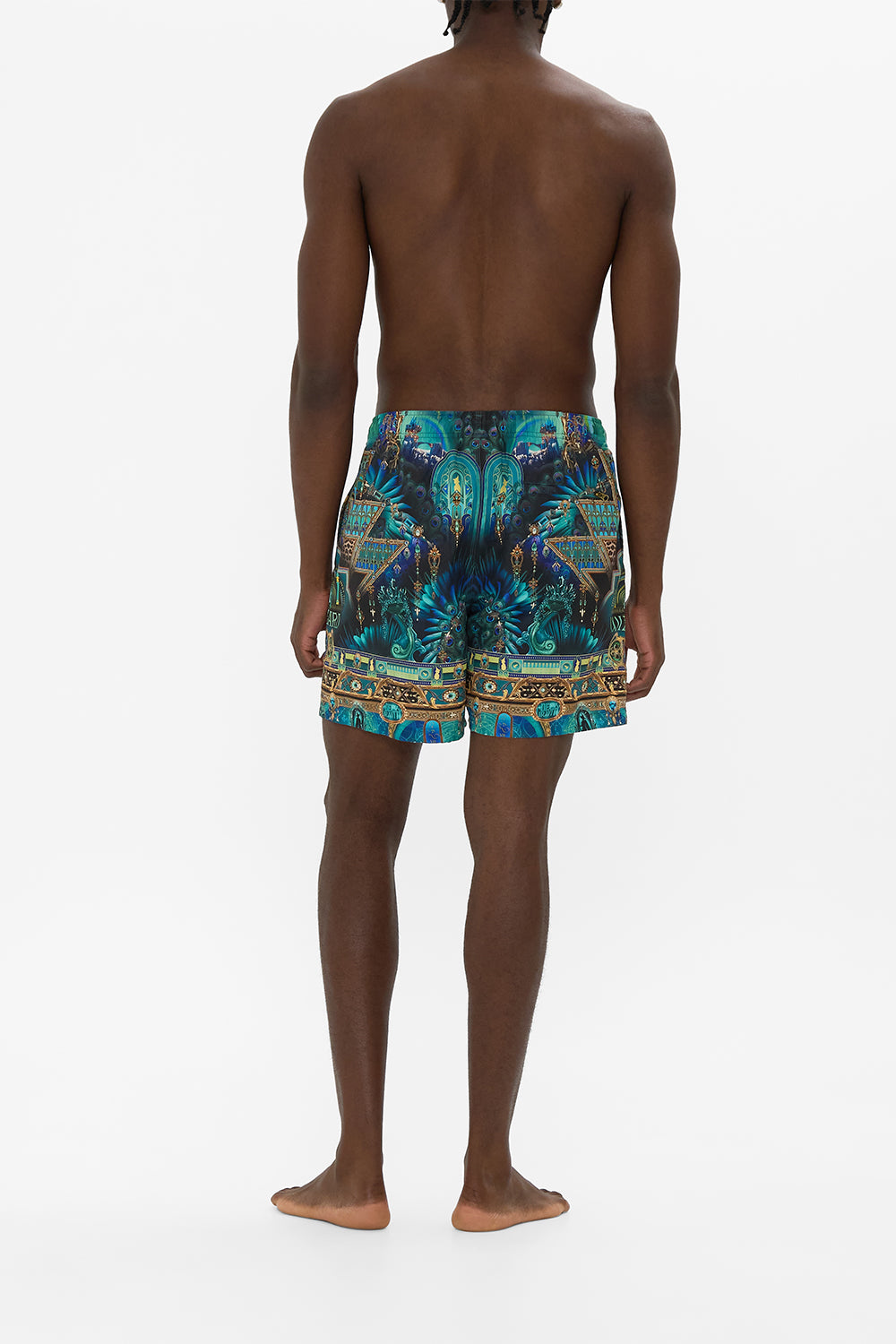 Hotell Franks By CAMILLA Green/Black Mid Length Boardshort in Defy Gravity Print.
