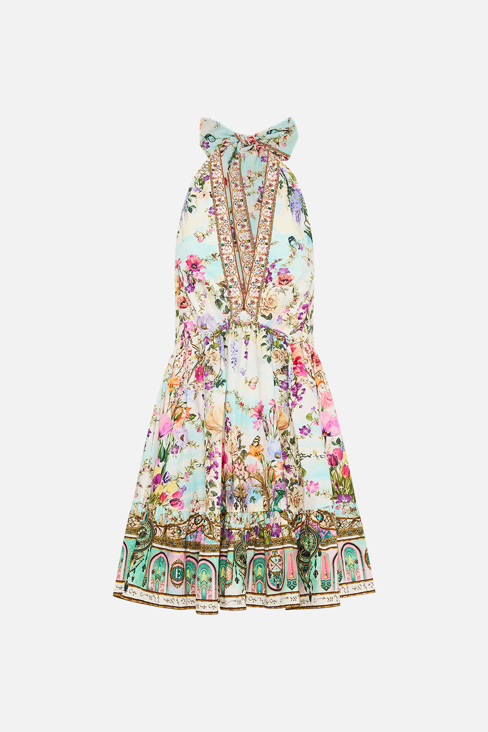 RUFFLE HEM HALTER SHORT DRESS MUNCHKINLAND