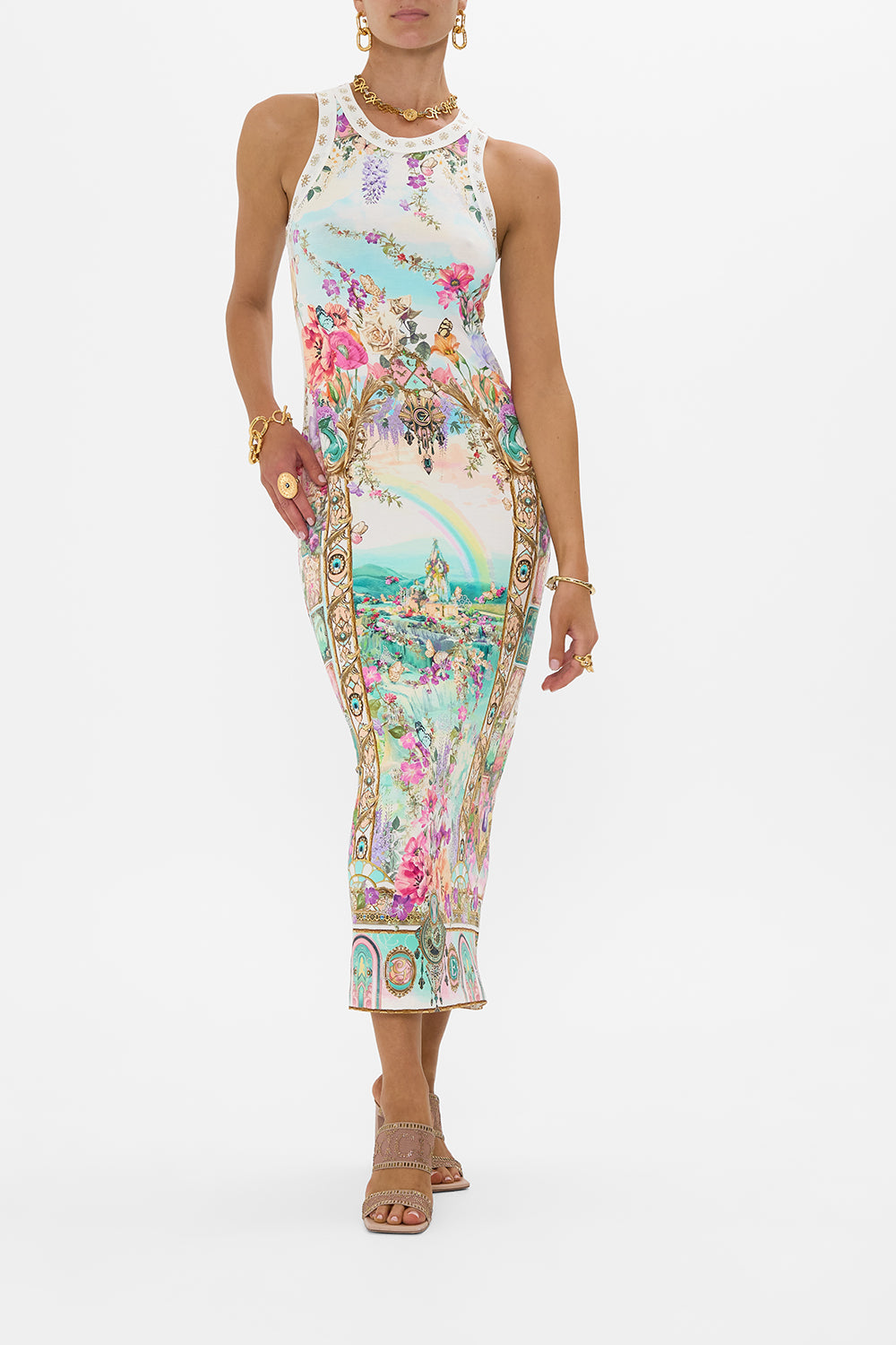 CAMILLA Jersey Tank Dress in Munchkinland print