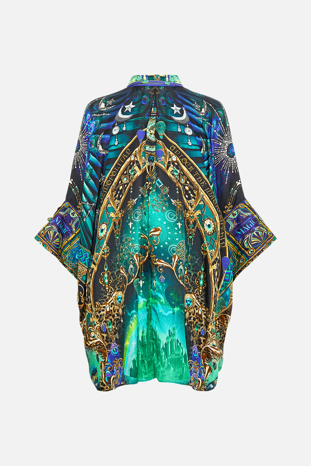 CAMILLA Green/Black Batwing Shirt in Defy Gravity Print