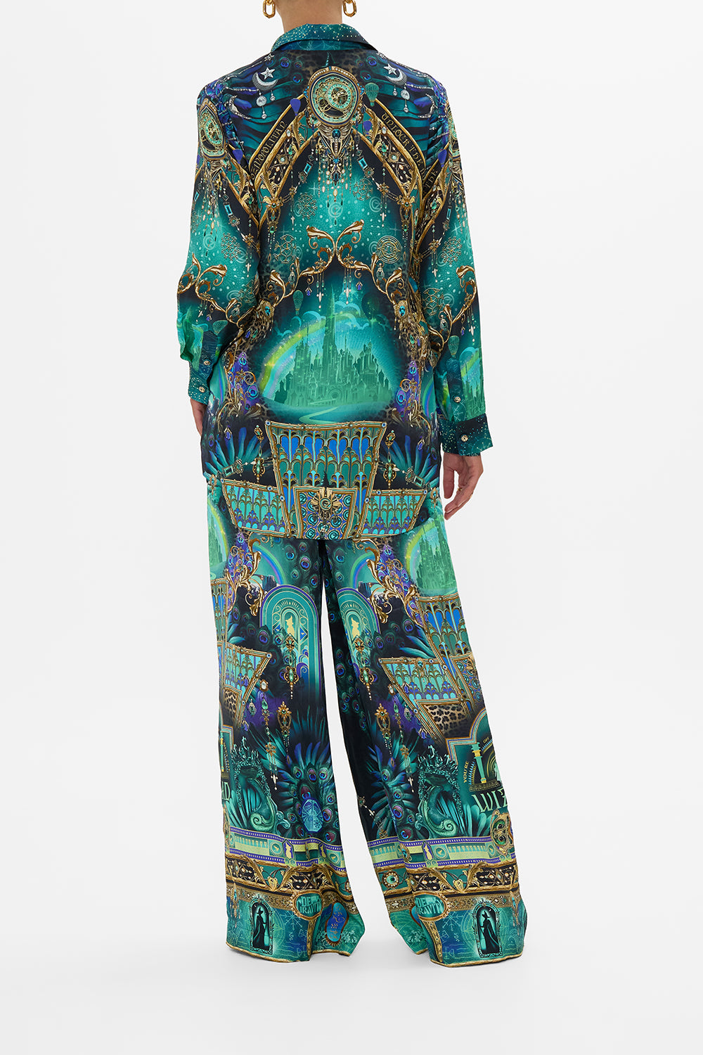 CAMILLA Green/Black Wide Leg Waisted Pant Defy Gravity