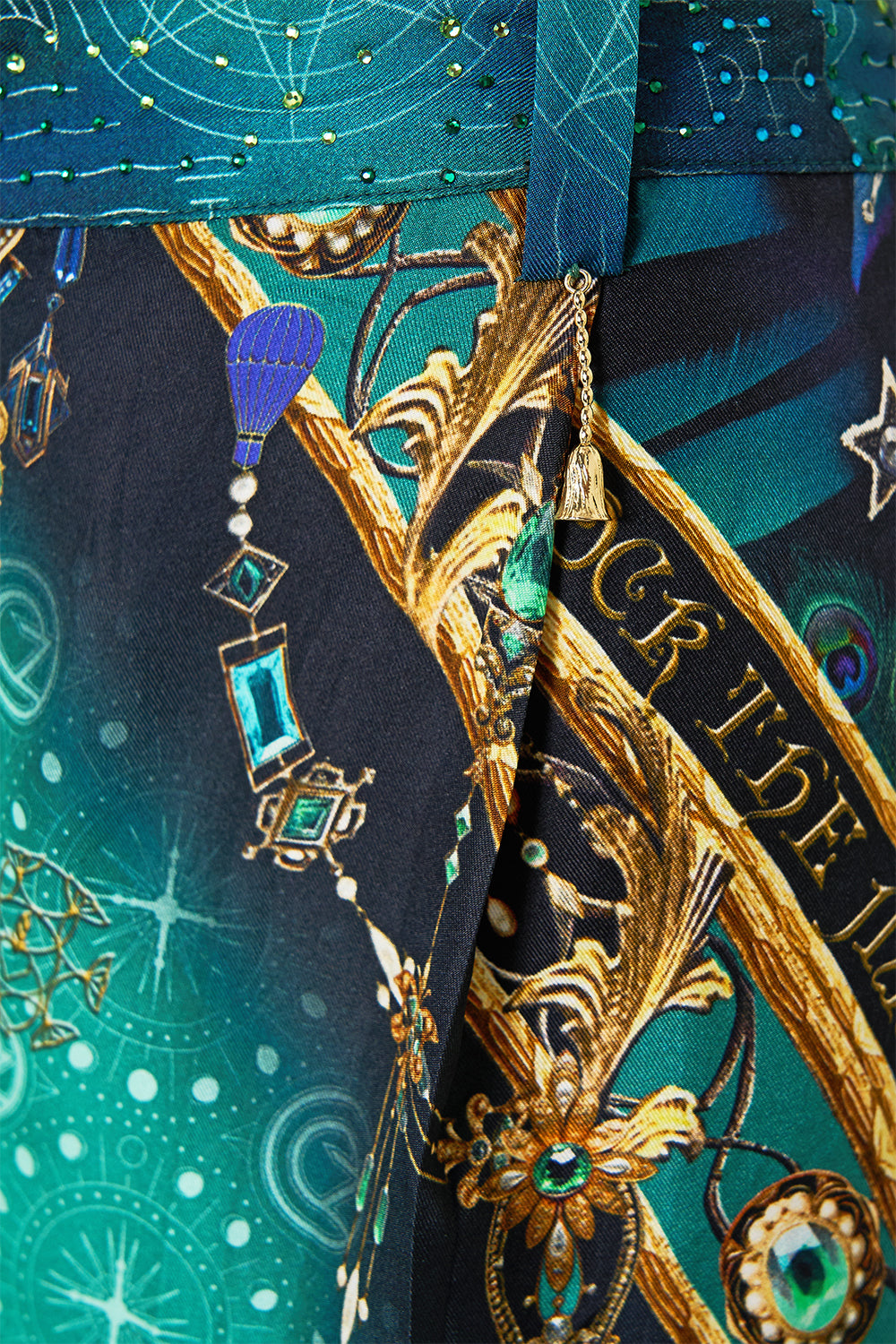 CAMILLA Green/Black Wide Leg Waisted Pant Defy Gravity