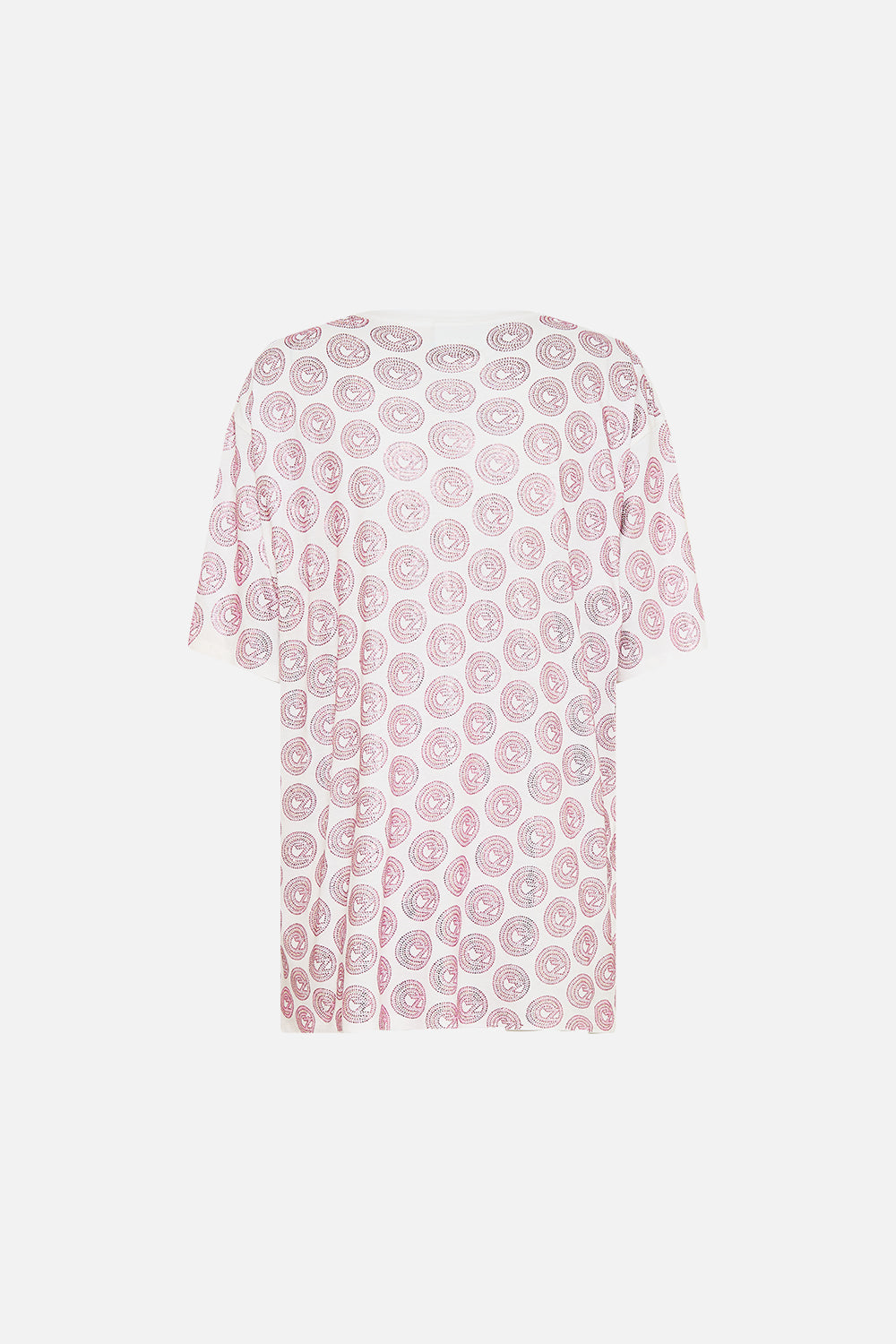 CAMILLA Oversized Band Tee - White/Pink in Totally Ozmopolitan Print