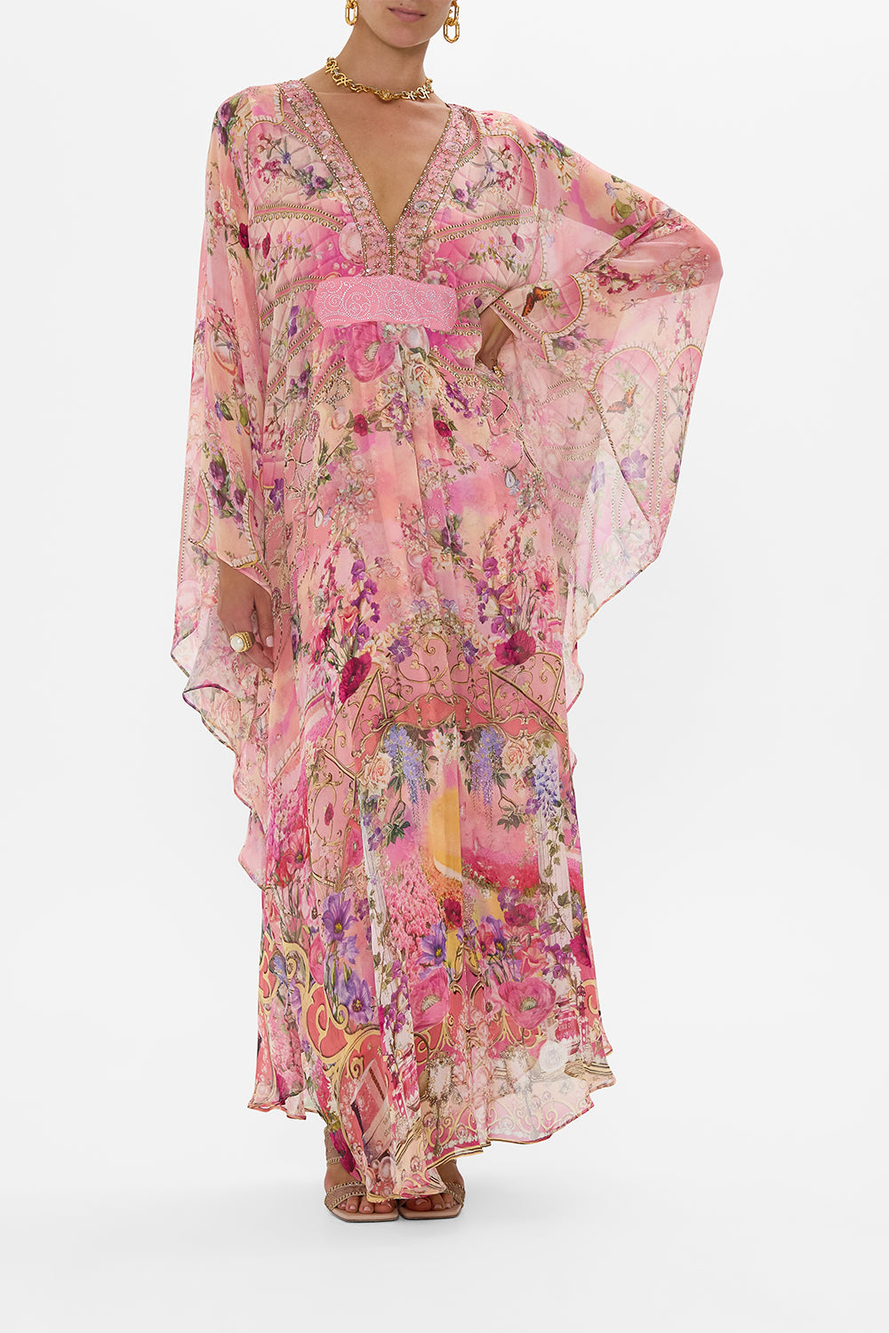 CAMILLA Long Kaftan With Waist Detail Totally Ozmopolitan