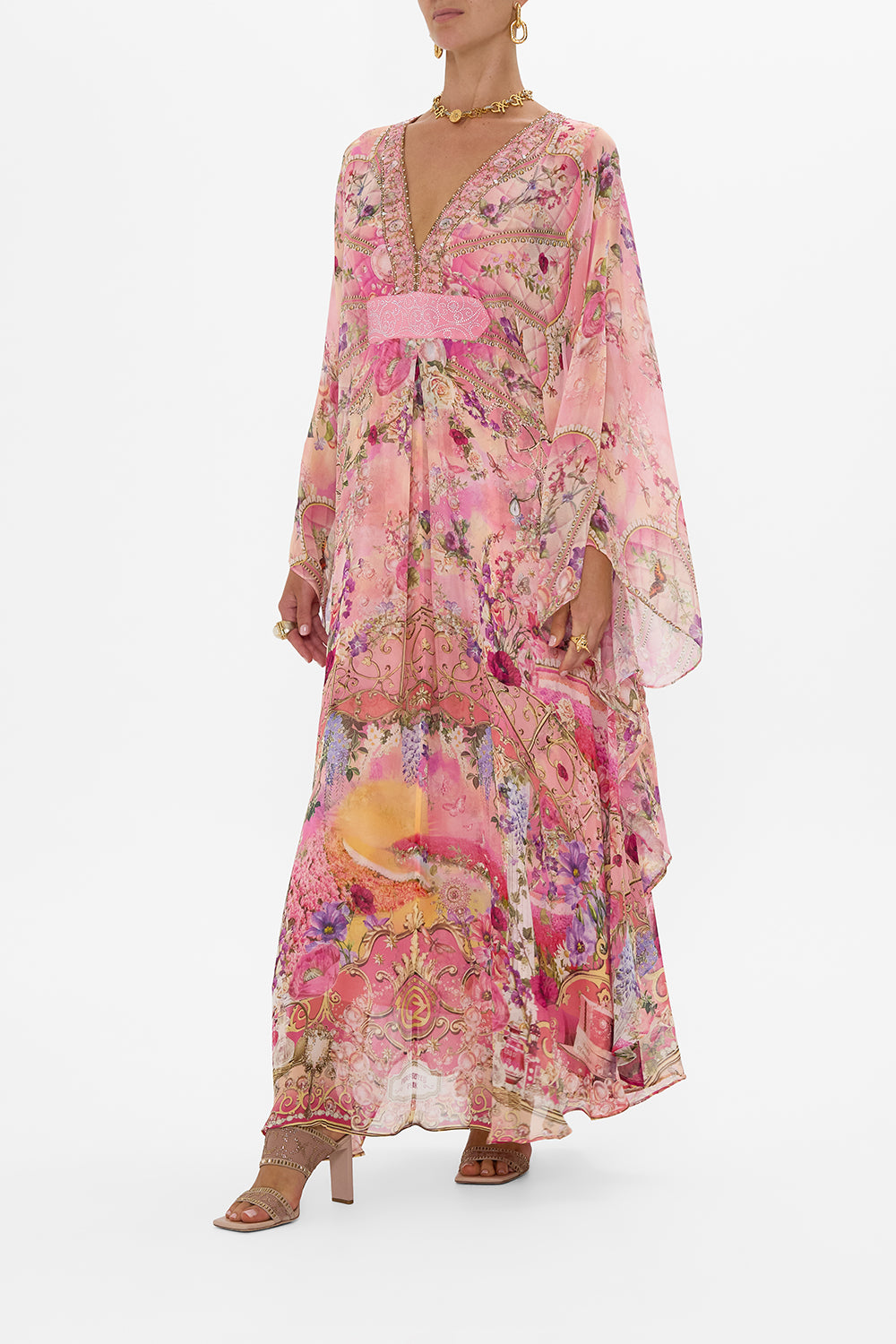 CAMILLA Long Kaftan With Waist Detail Totally Ozmopolitan