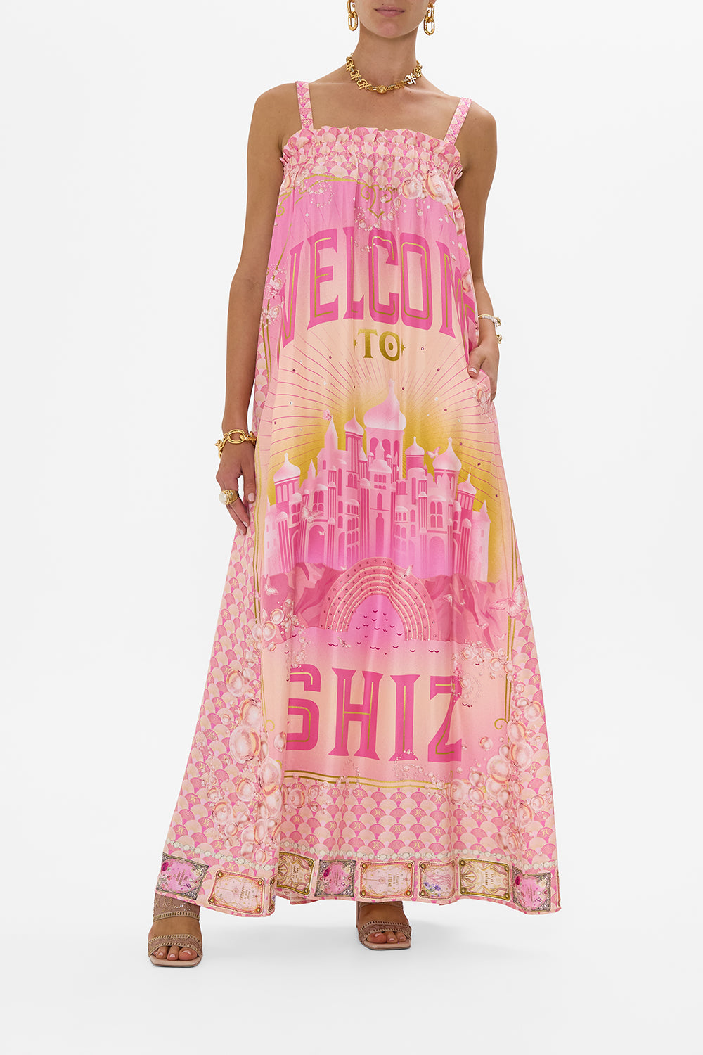 CAMILLA Wide Strap Sundress in Totally Ozmopolitan Print