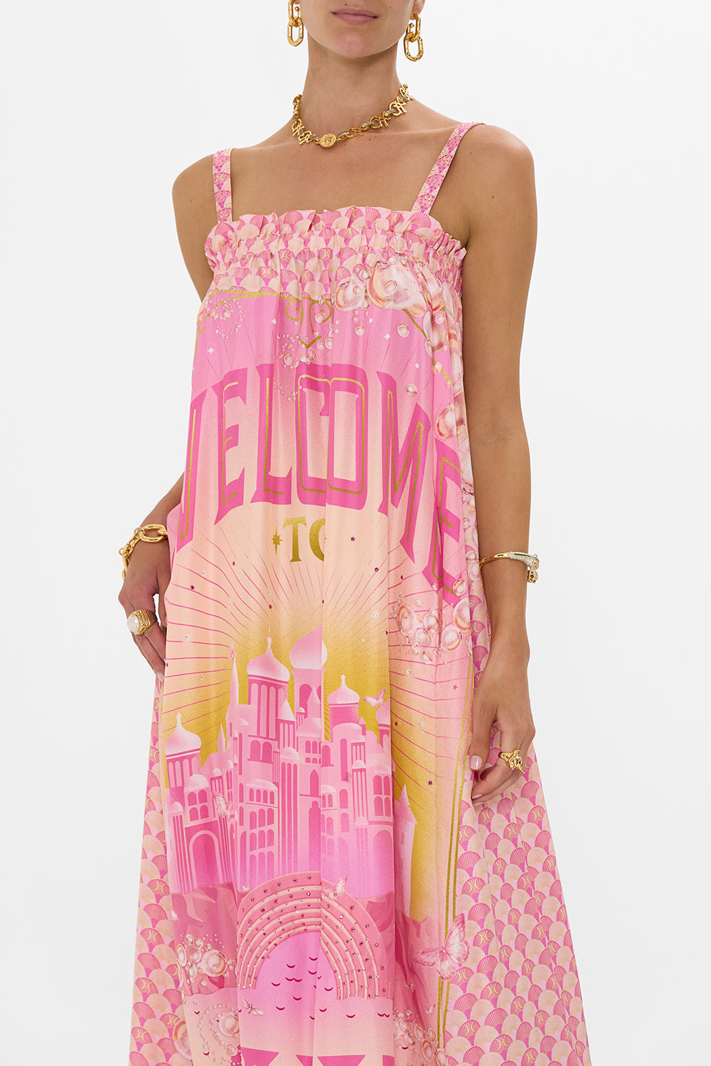 CAMILLA Wide Strap Sundress in Totally Ozmopolitan Print