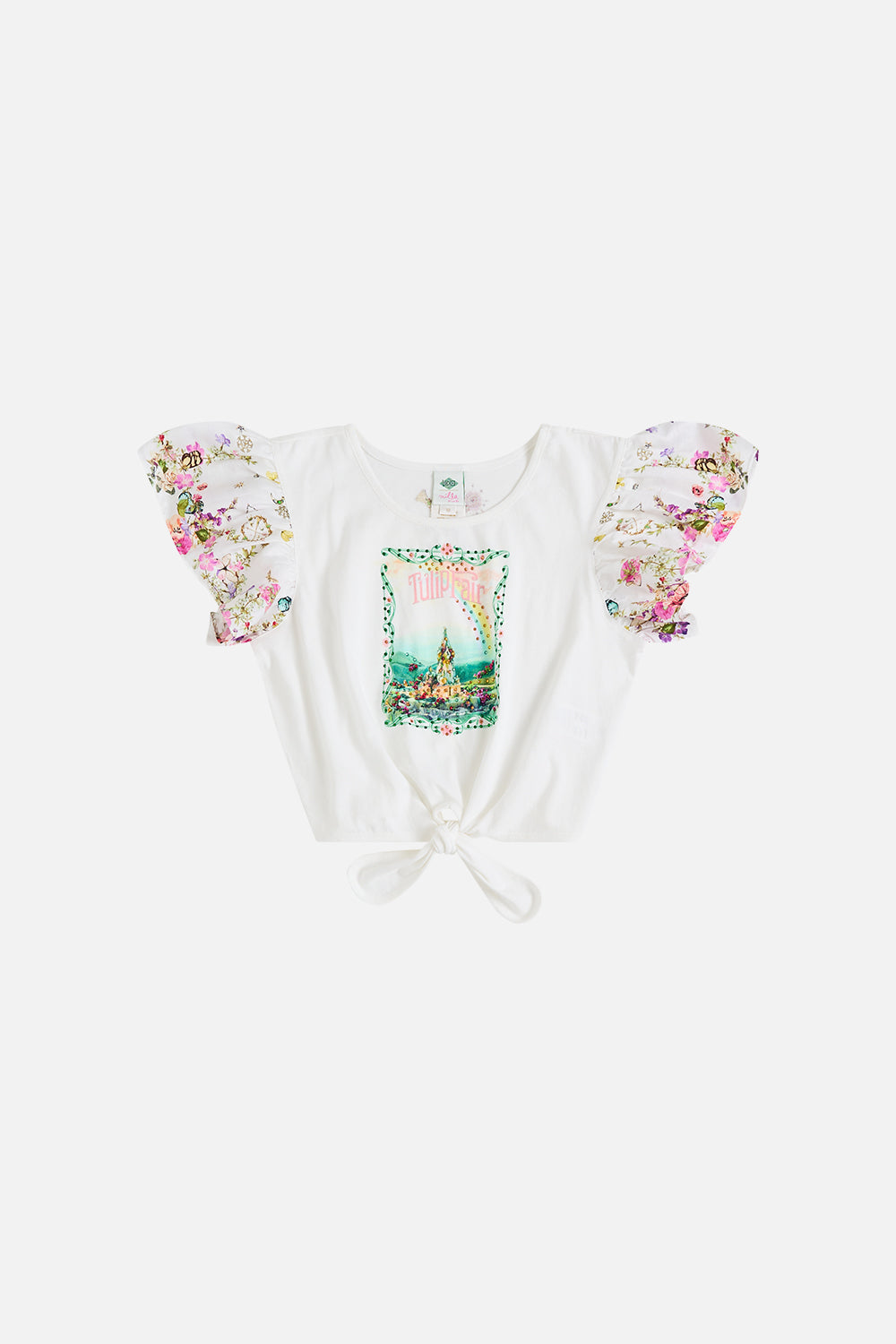 CAMILLA Kids Cropped Tee With Tie 4-10 in Munchkinland print