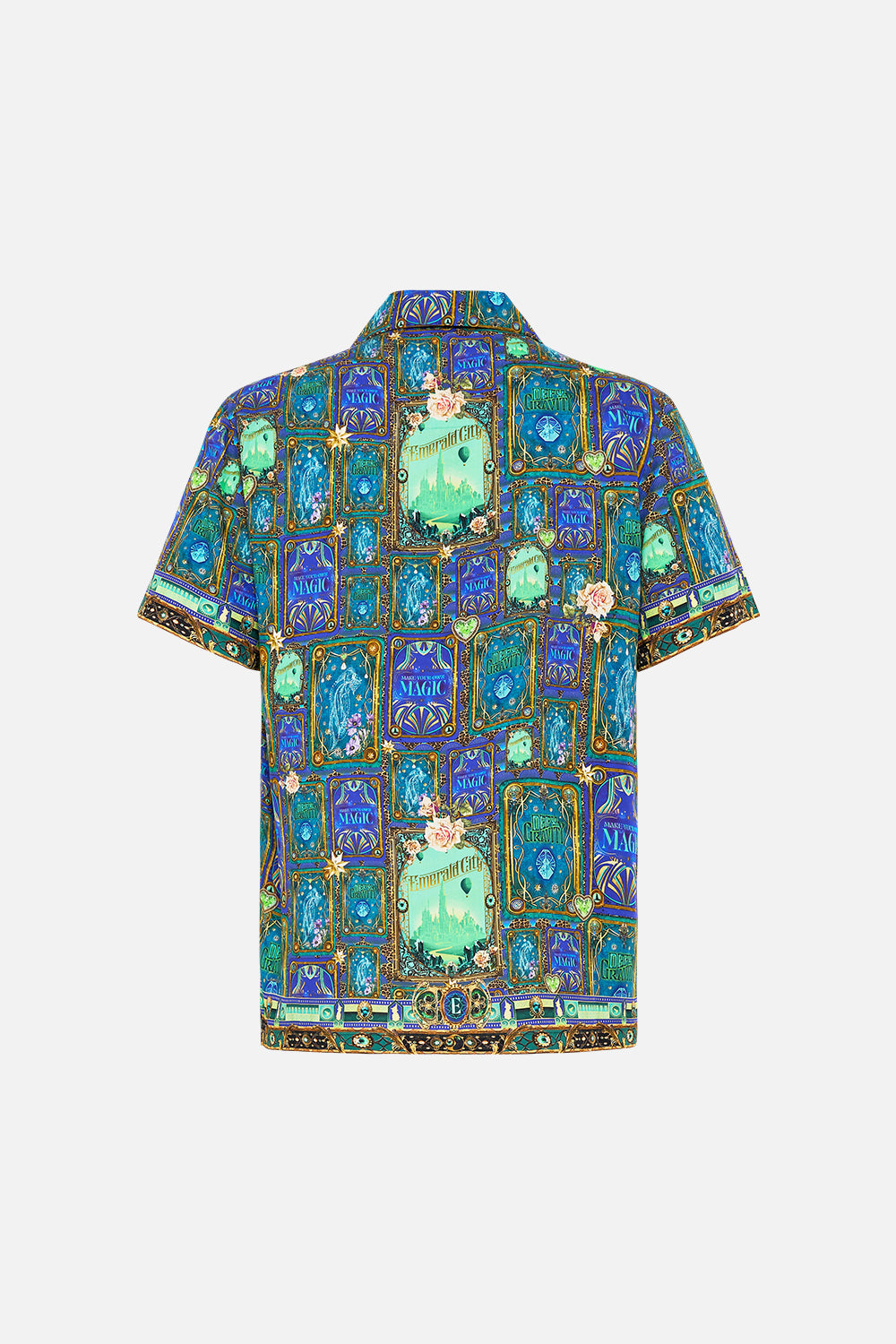 Hotell Franks By CAMILLA Green/Black Short Sleeve Camp Collared Shirt in Defy Gravity Print