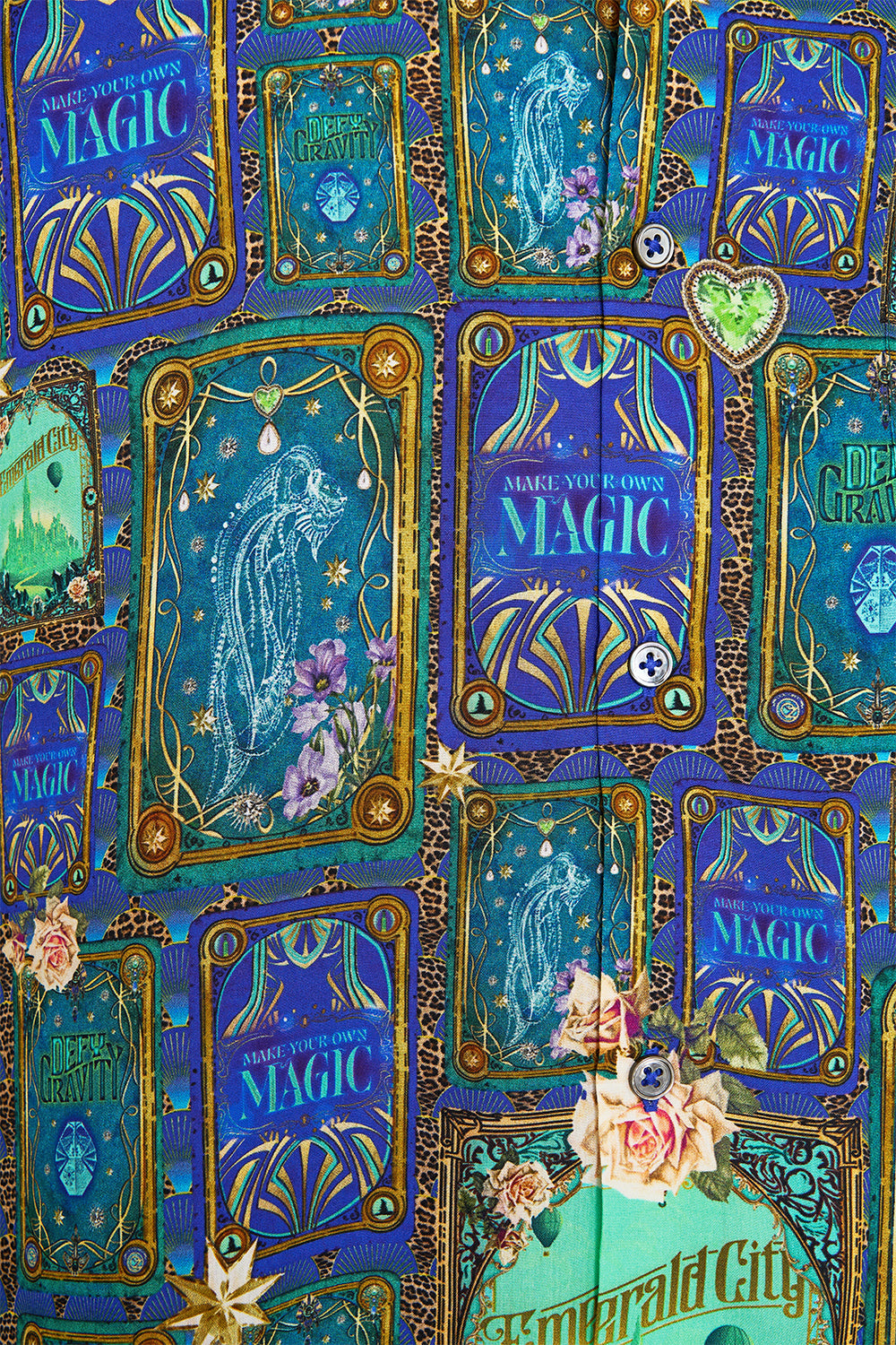 Hotell Franks By CAMILLA Green/Black Short Sleeve Camp Collared Shirt in Defy Gravity Print