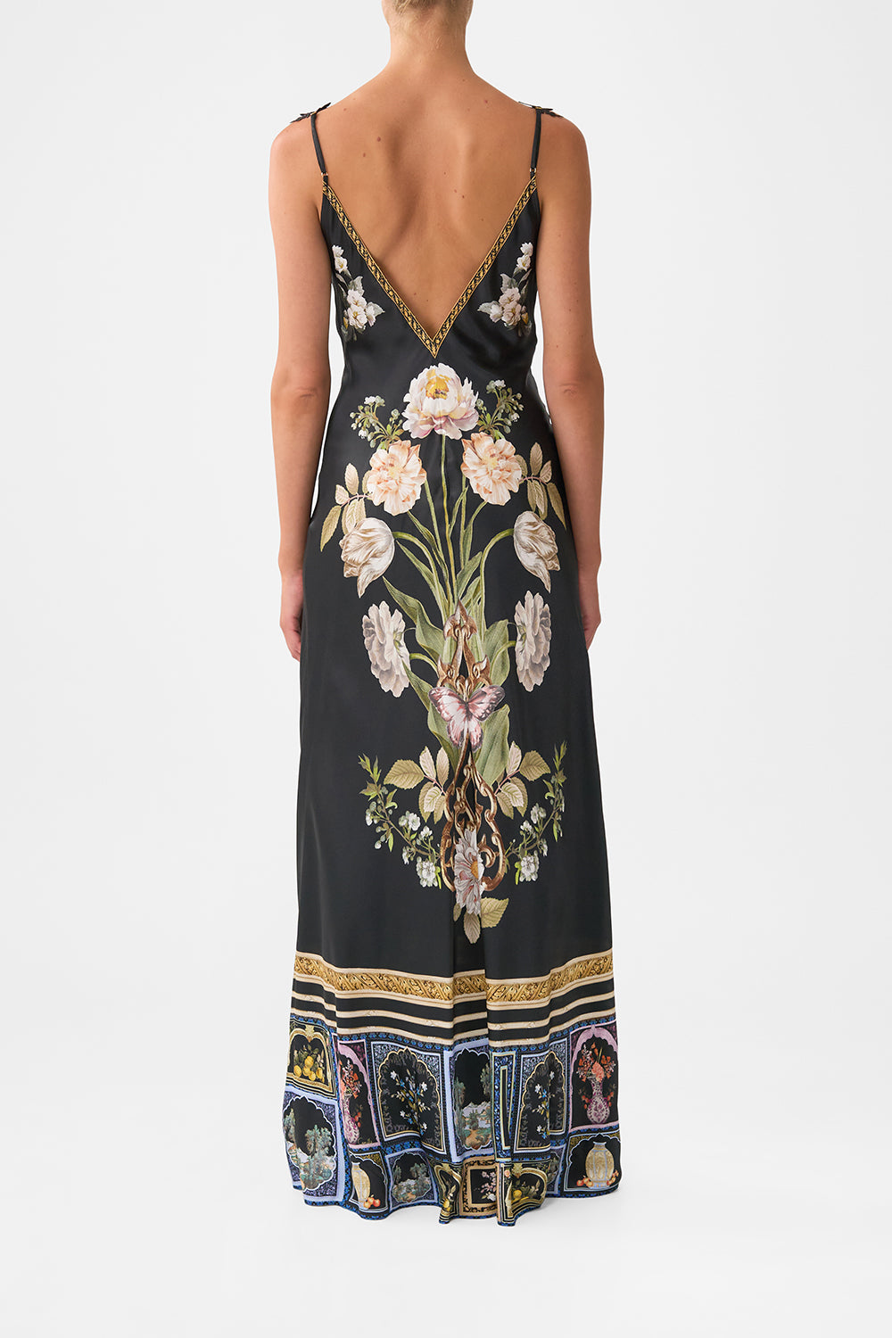 V NECK FULL LENGTH BIAS SLIP DRESS OTTOMAN ELEGANCE