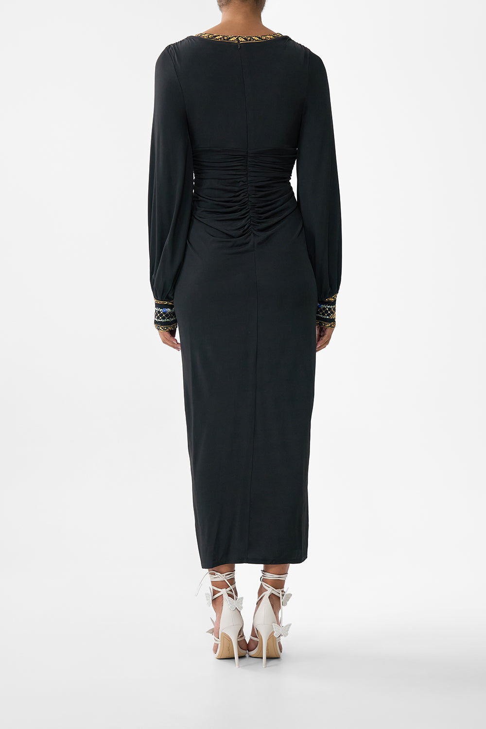 WAISTED DRAPED JERSEY DRESS OTTOMAN ELEGANCE