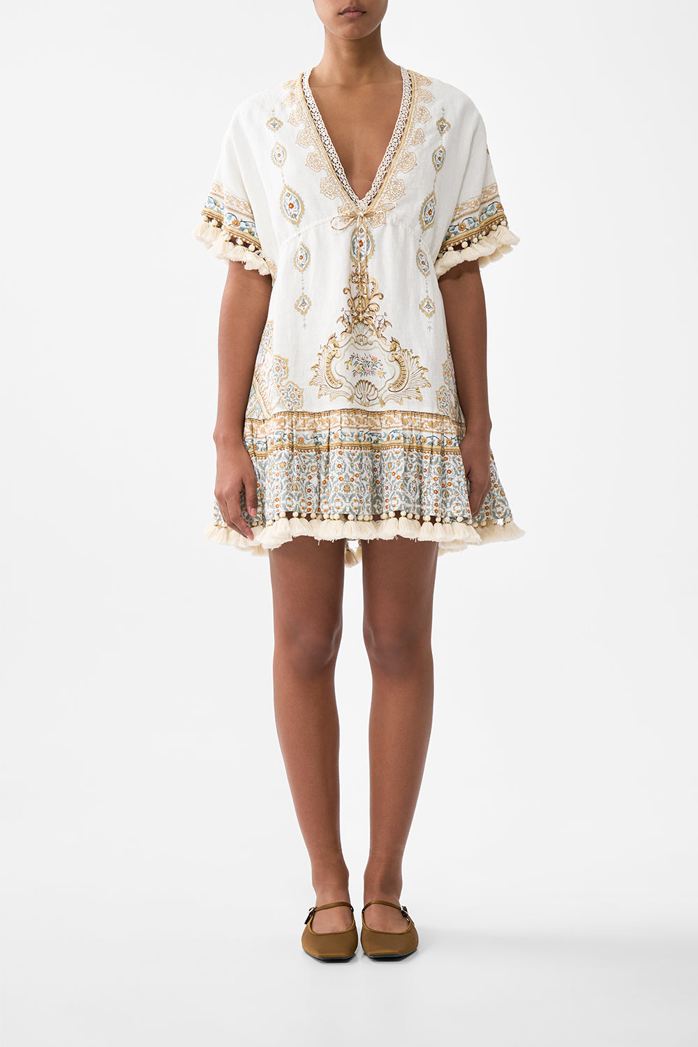 SHORT V NECK EMBROIDERED DRESS OTTOMAN DYNASTY