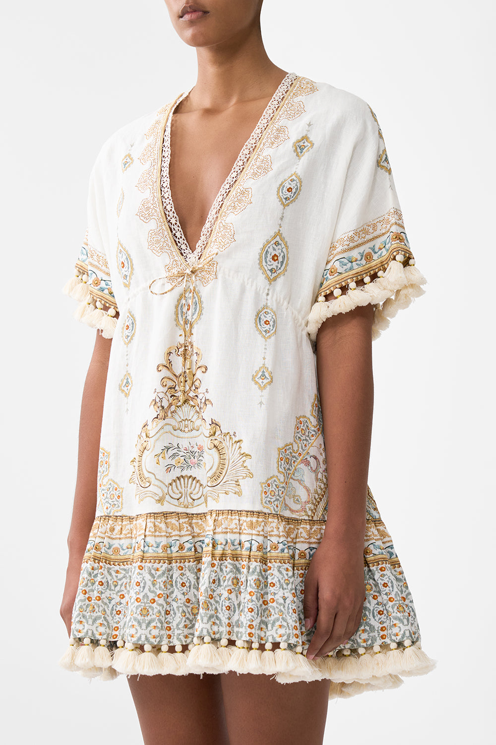 SHORT V NECK EMBROIDERED DRESS OTTOMAN DYNASTY