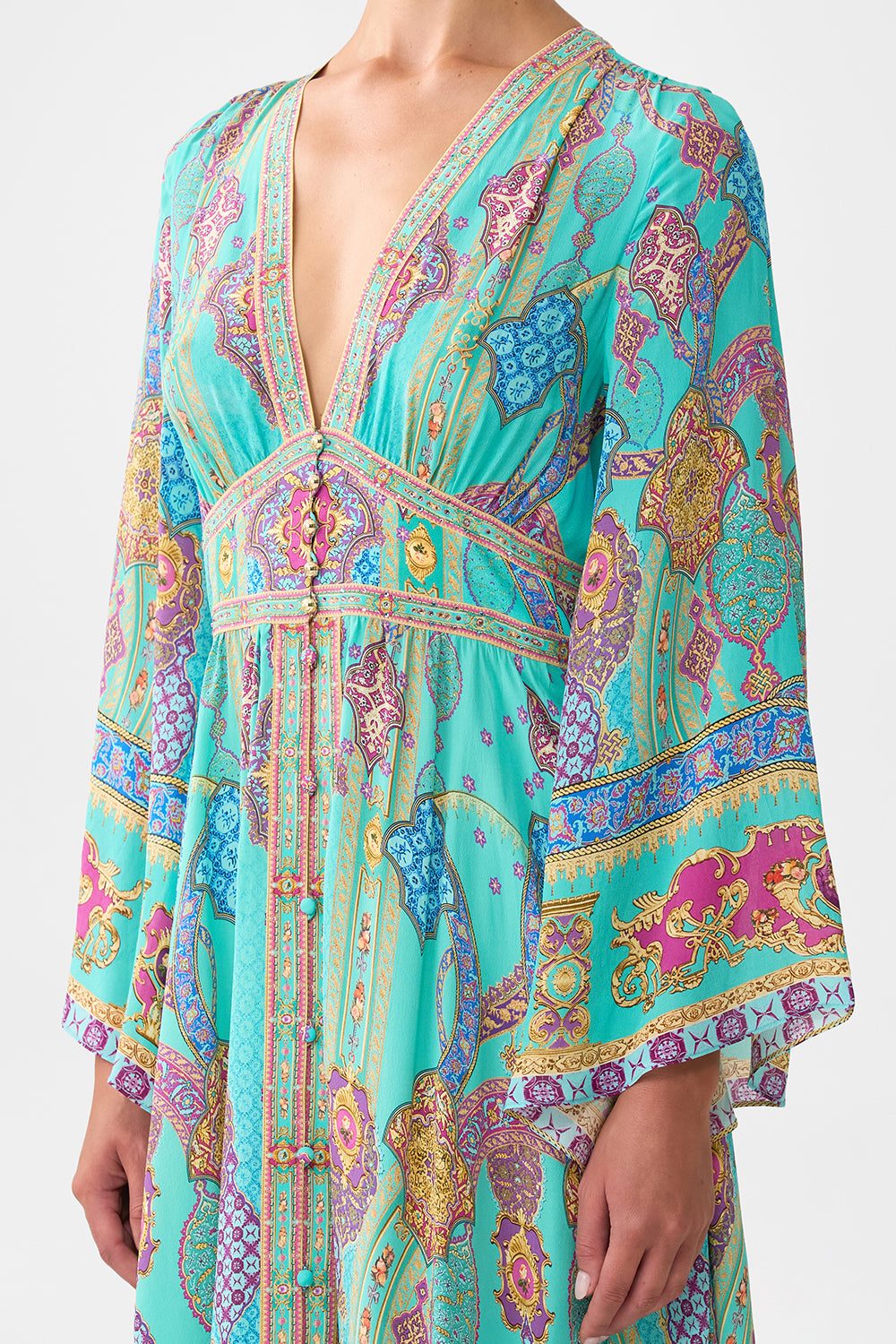 KIMONO SLEEVE DRESS WITH SHIRRING DETAIL THE CONCUBINES CORRIDOR