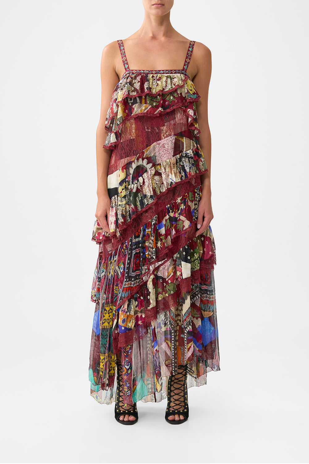 Patchwork Alchemy Asymmetric Spliced Lace Dress | CAMILLA AU