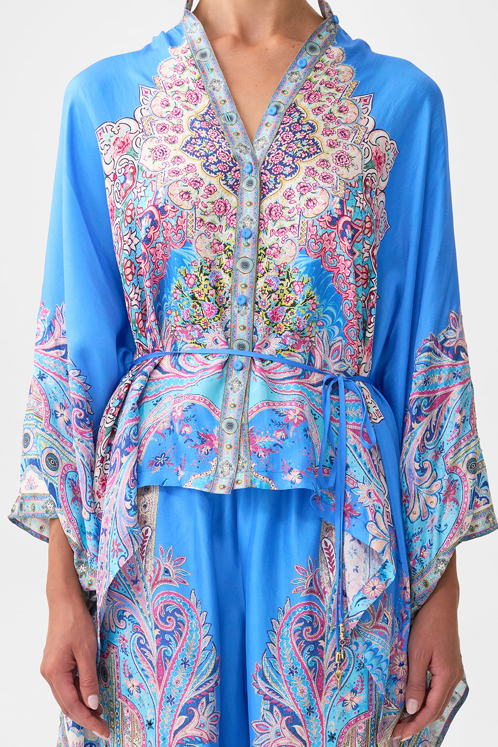 BUTTON THROUGH SCARF BLOUSE FOOTSTEPS IN FOLKLORE