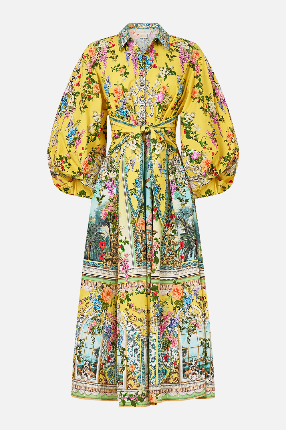 WAIST TIE SHIRT DRESS WITH BUBBLE SLEEVE TALES OF TOPKAPI PALACE