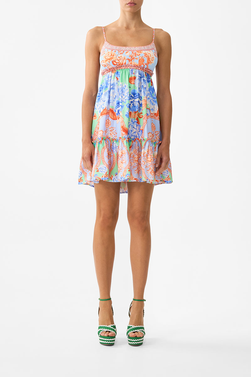 SHORT TIE FRONT BLOUSON DRESS TOPKAPI POP