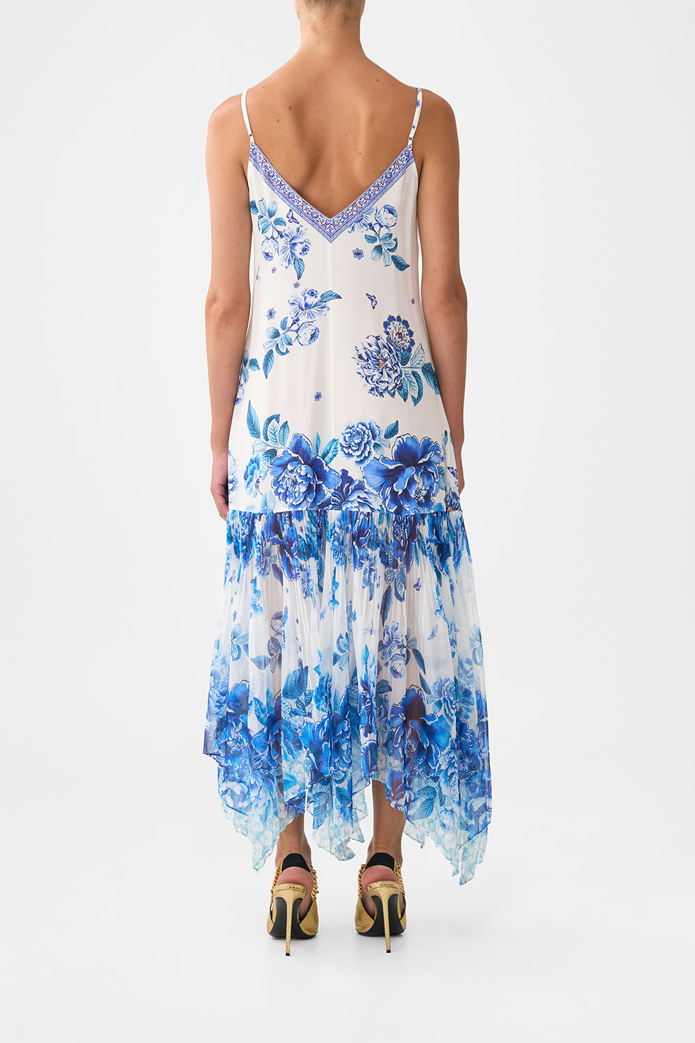 MINIMAL SLIP WITH PLEATED CHIFFON SKIRT A CERAMIC GARDEN