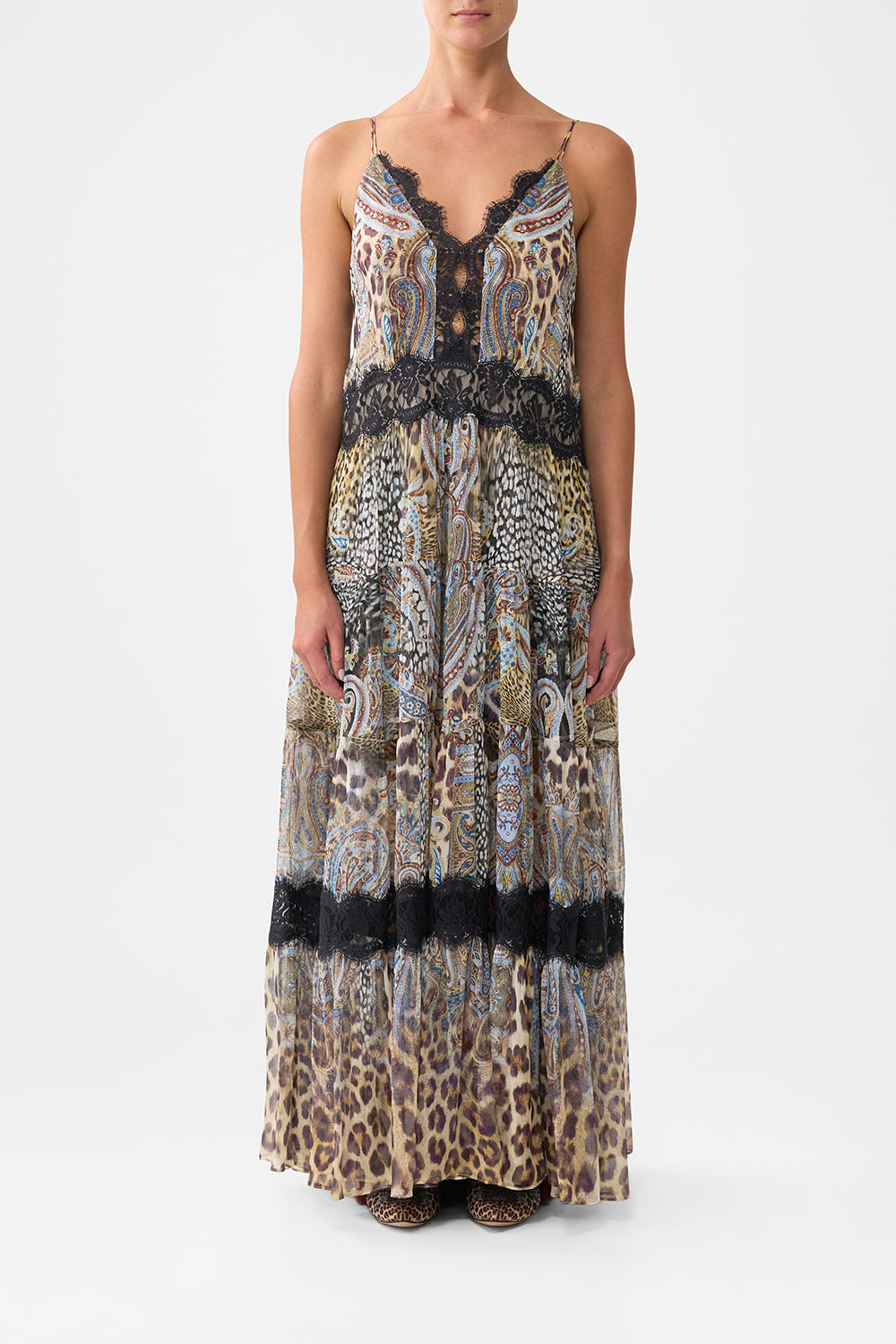 TRAPEZE TIERED DRESS WITH LINING ISTANBUL ANIMALIA