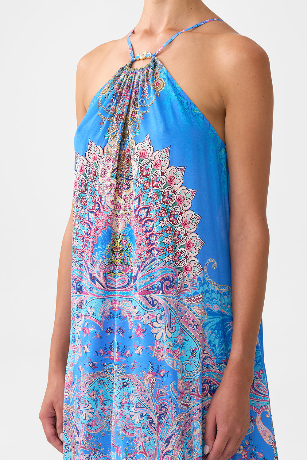 GATHER NECK HARDWARE MAXI DRESS FOOTSTEPS IN FOLKLORE