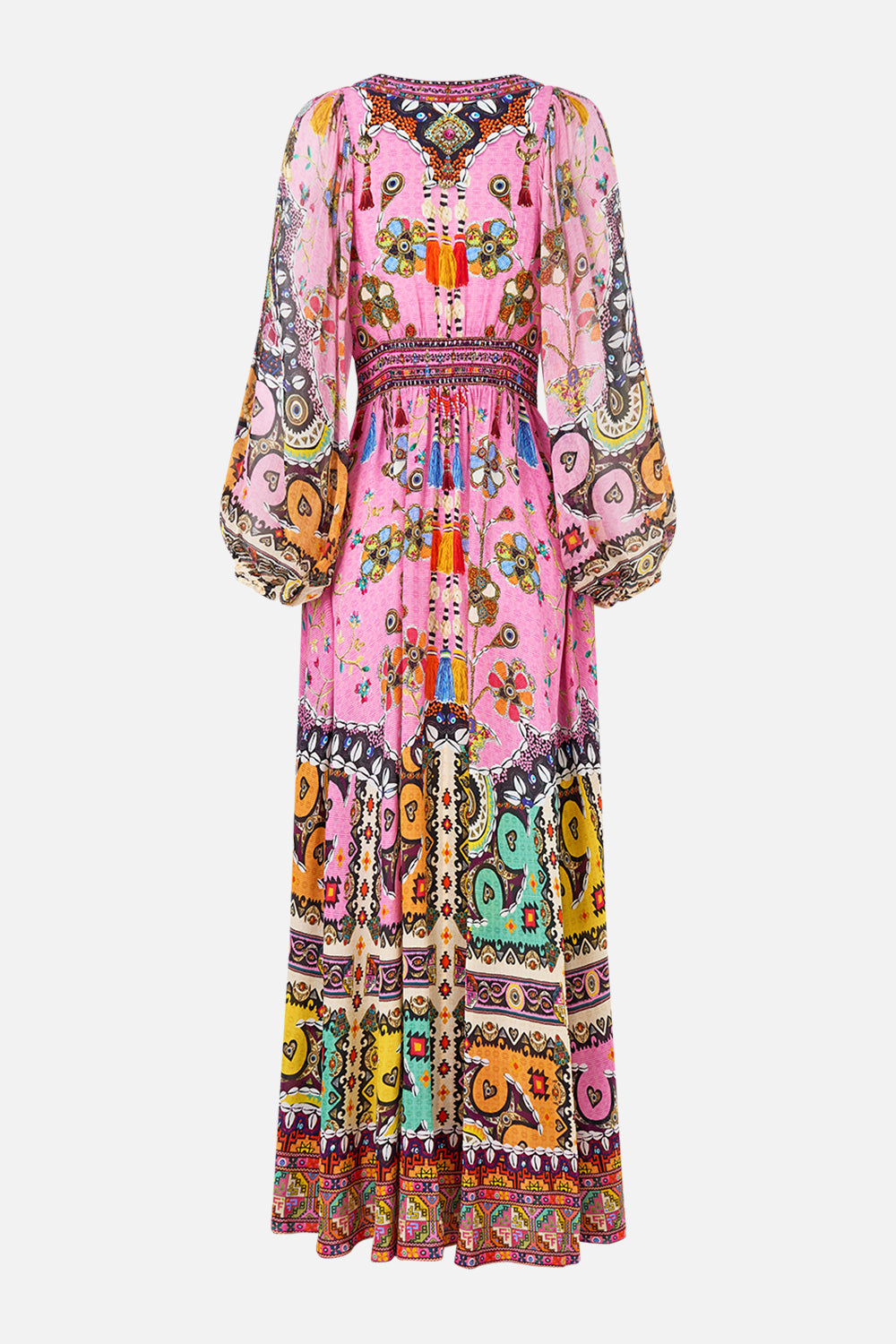 LACE UP FRONT LONG DRESS PATCHWORK PANORAMA