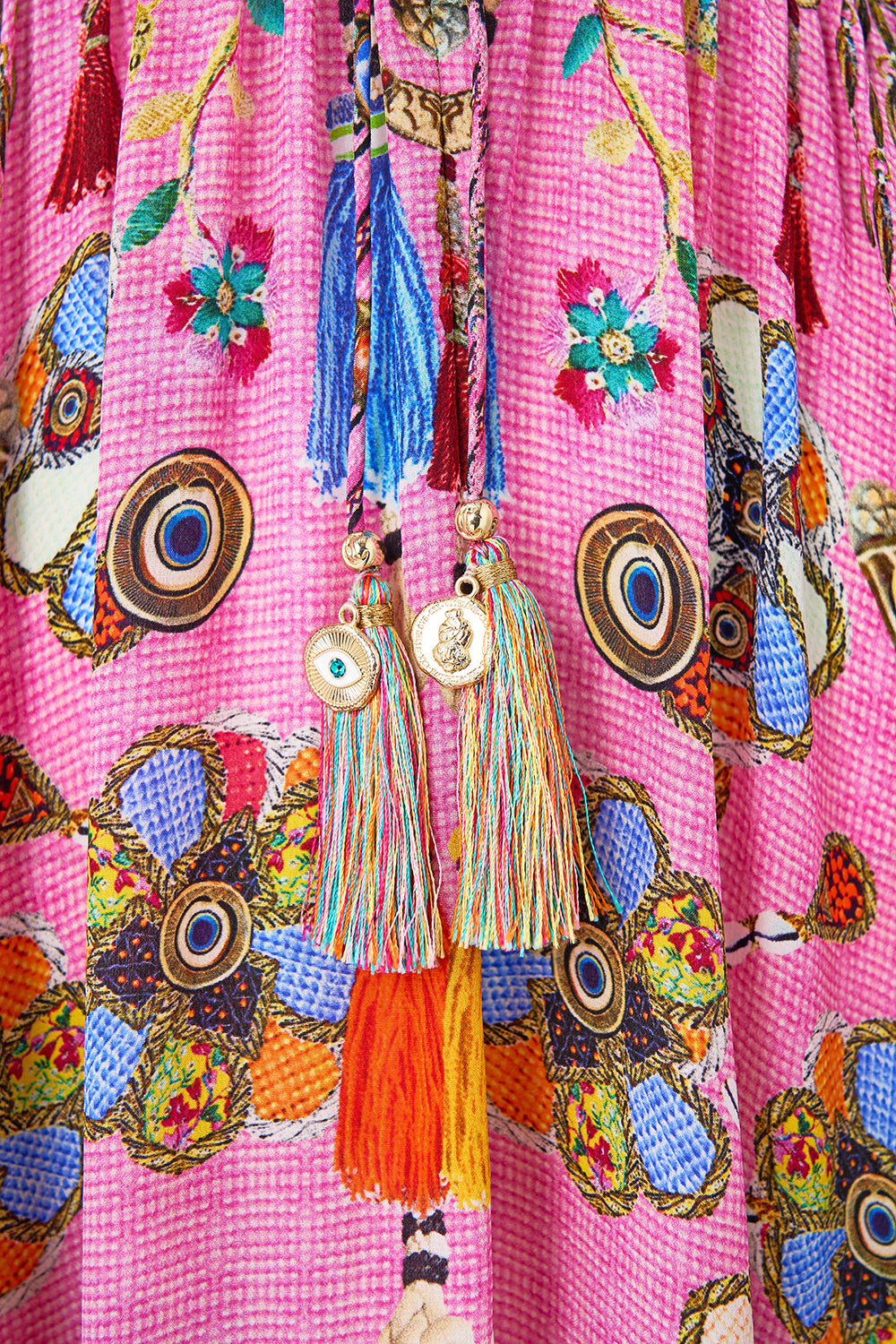 LACE UP FRONT LONG DRESS PATCHWORK PANORAMA