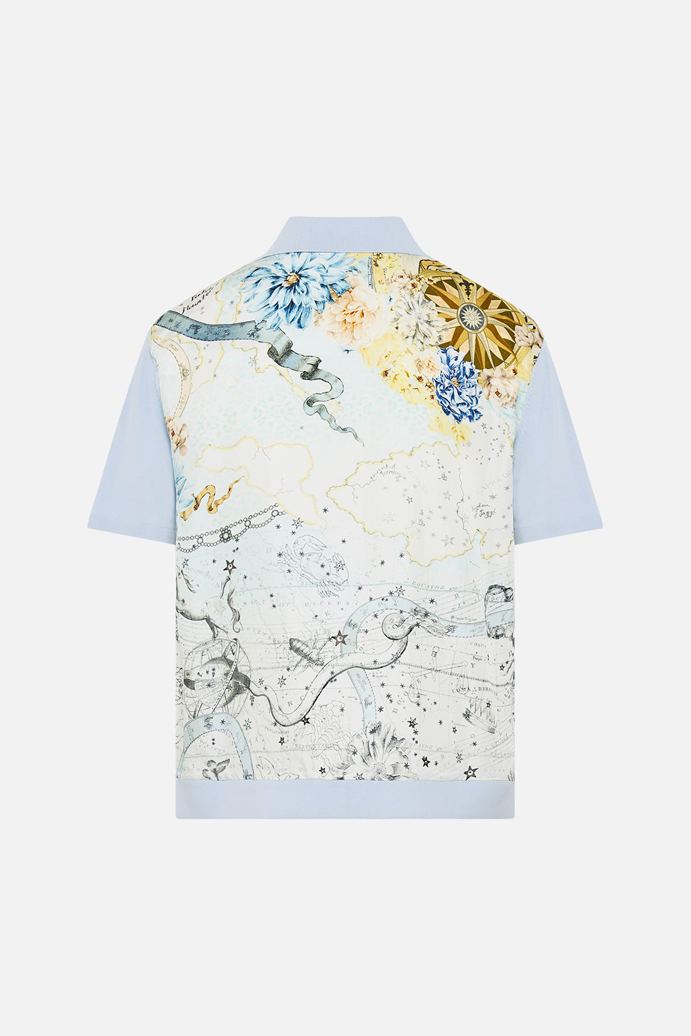 SHORT SLEEVE SILK SHIRT WITH KNIT SLEEVE MY LUCKY STARS