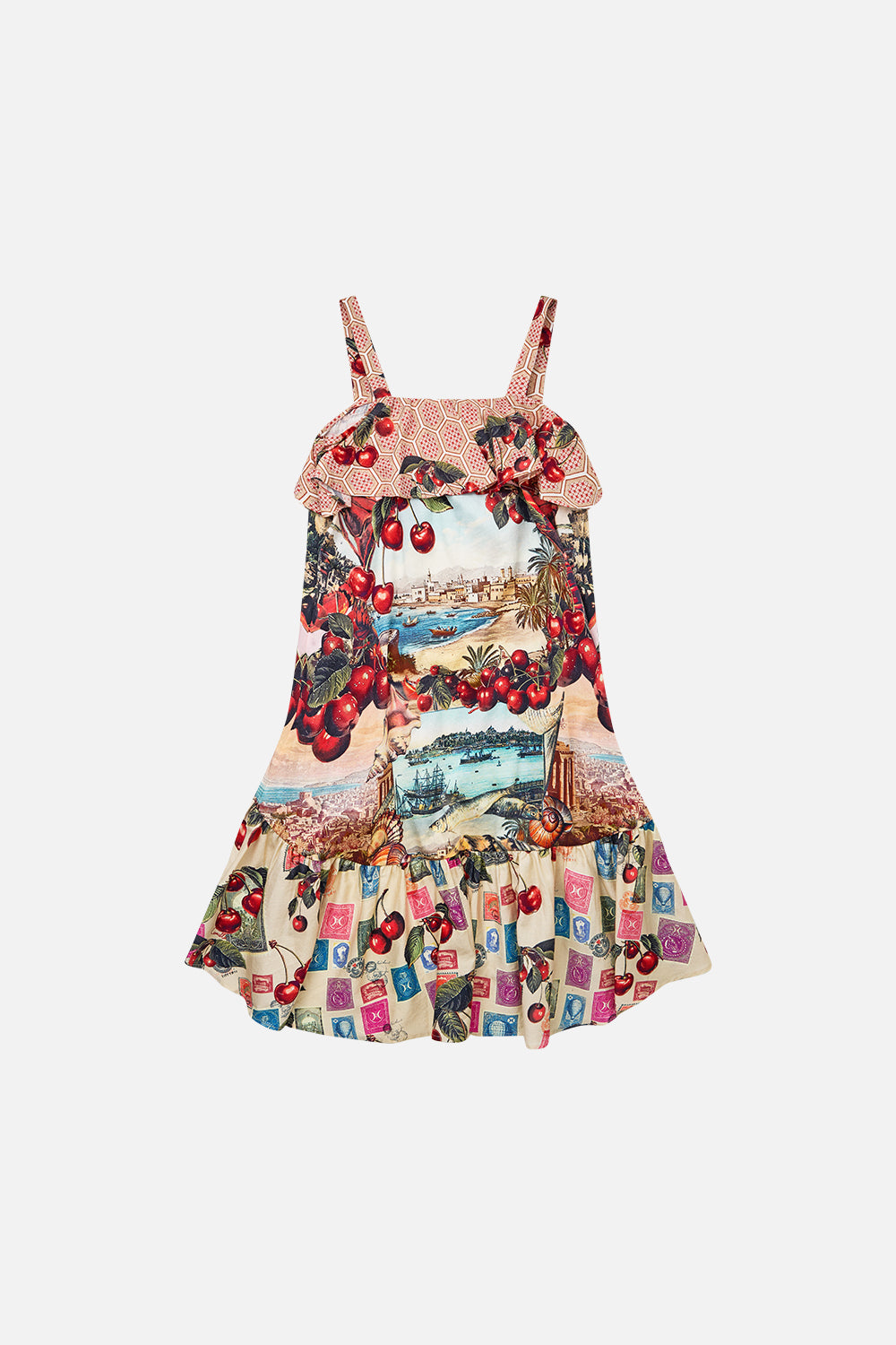 KIDS WIDE STRAP HIGH LOW DRESS WITH FRILLS NOTES FROM THE ROAD