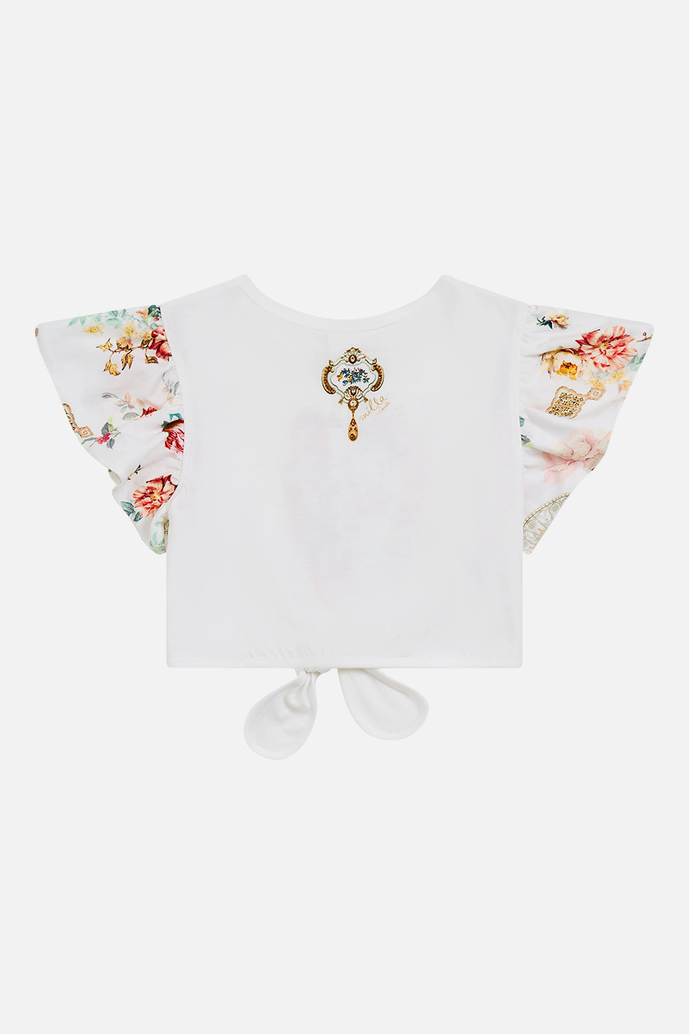 KIDS TIE FRONT CROP TEE WITH FRILL SLEEVE OTTOMAN DYNASTY