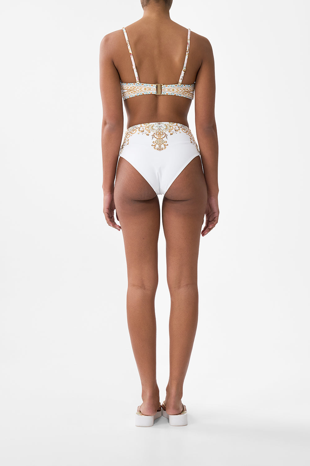 PLEATED HIGH TRIANGLE BIKINI TOP WITH FRONT TRIM OTTOMAN DYNASTY