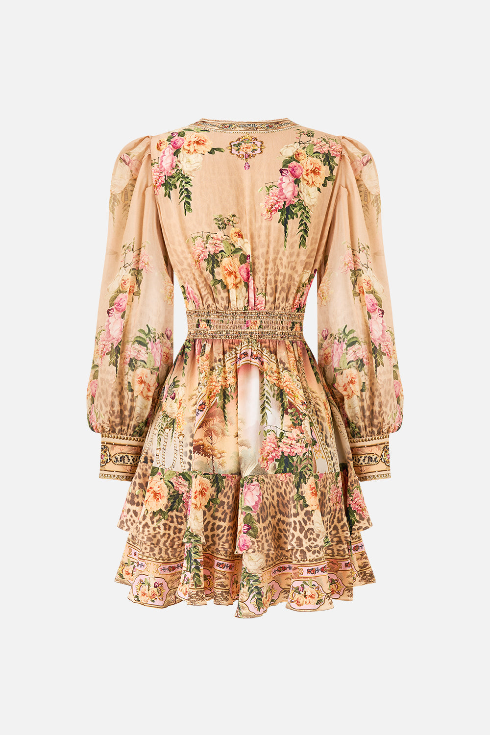 BUTTON FRONT FRILL DRESS WATERCOLOUR WONDERLAND