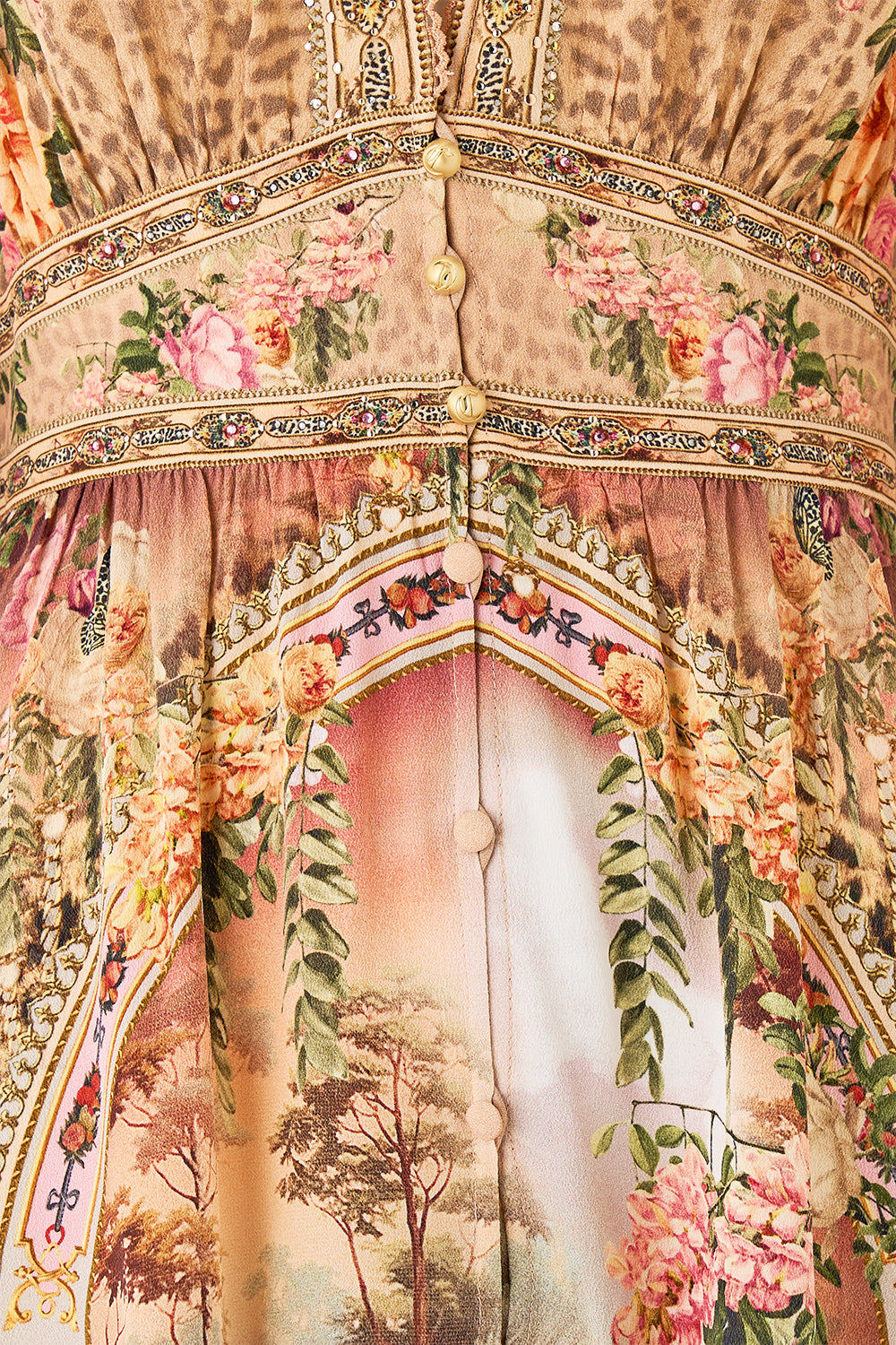 BUTTON FRONT FRILL DRESS WATERCOLOUR WONDERLAND