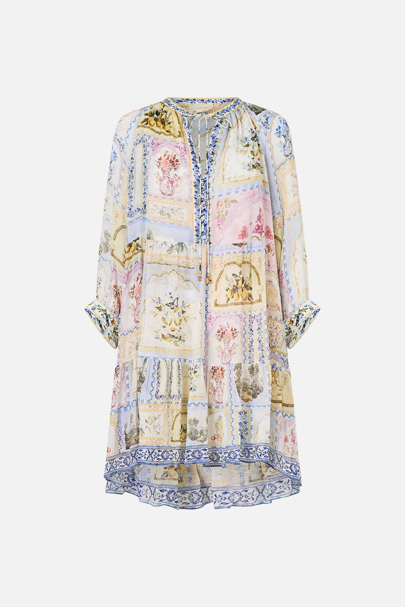 LONG GATHERED PANEL DRESS WILD FIRE