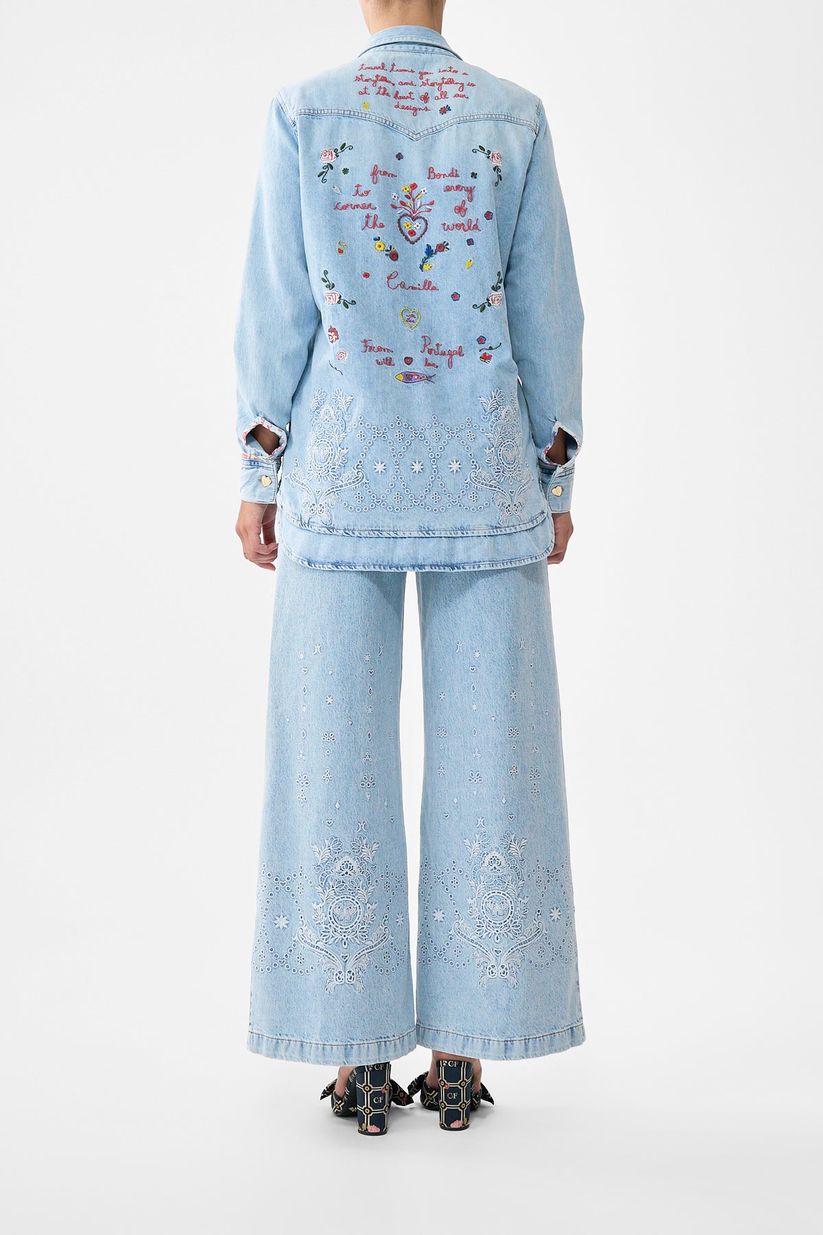 The CAMILLA Sophy Kitsch Stitch Relaxed Shirt in our Denim print.