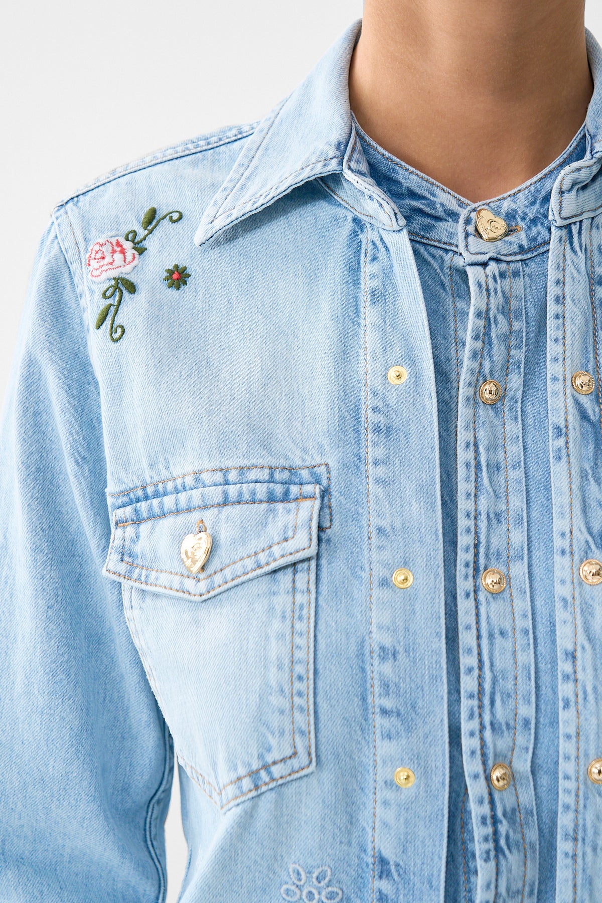 The CAMILLA Sophy Kitsch Stitch Relaxed Shirt in our Denim print.