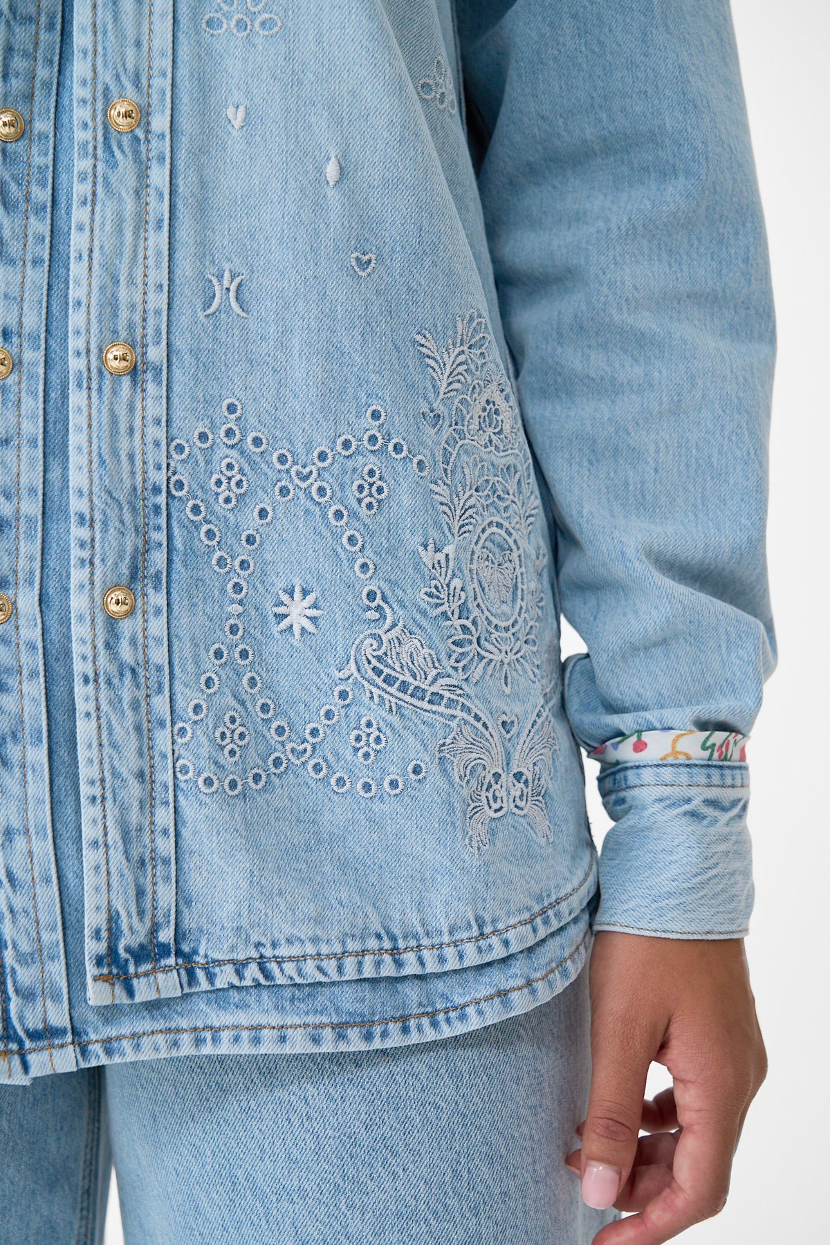 The CAMILLA Sophy Kitsch Stitch Relaxed Shirt in our Denim print.