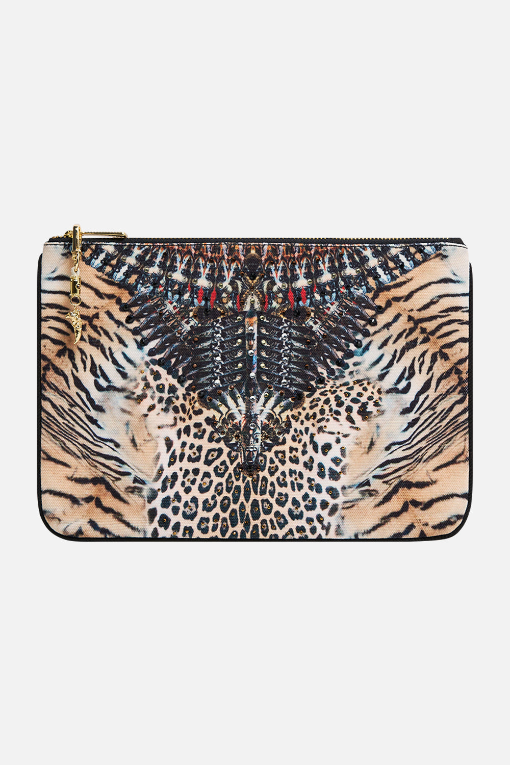 CAMILLA Small Canvas Clutch in Jaguar print