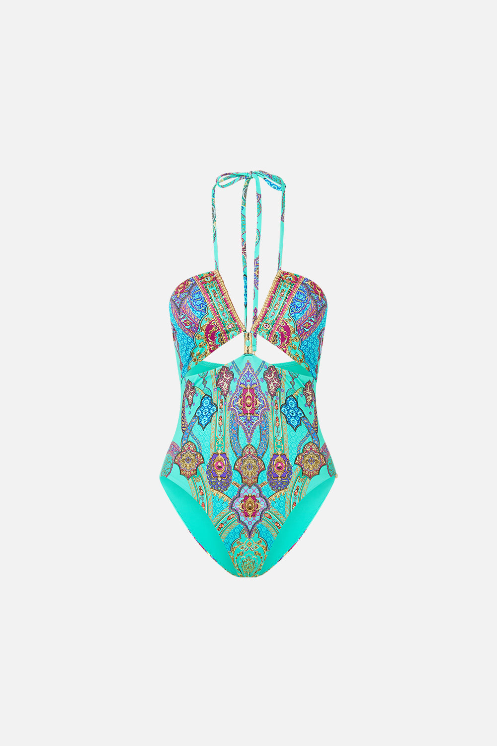 CUT OUT HALTER ONE PIECE WITH FRONT TRIM THE CONCUBINES CORRIDOR
