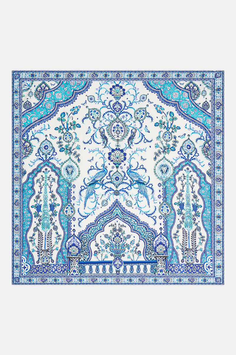 LARGE CRYSTALLED SILK SQUARE SCARF ILLUSTRATION NATION