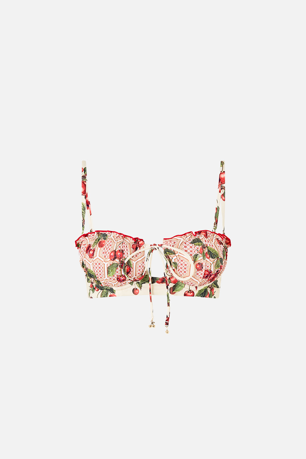 RUCHED CUP UNDERWIRE BIKINI TOP WITH TIE FRONT NOTES FROM THE ROAD