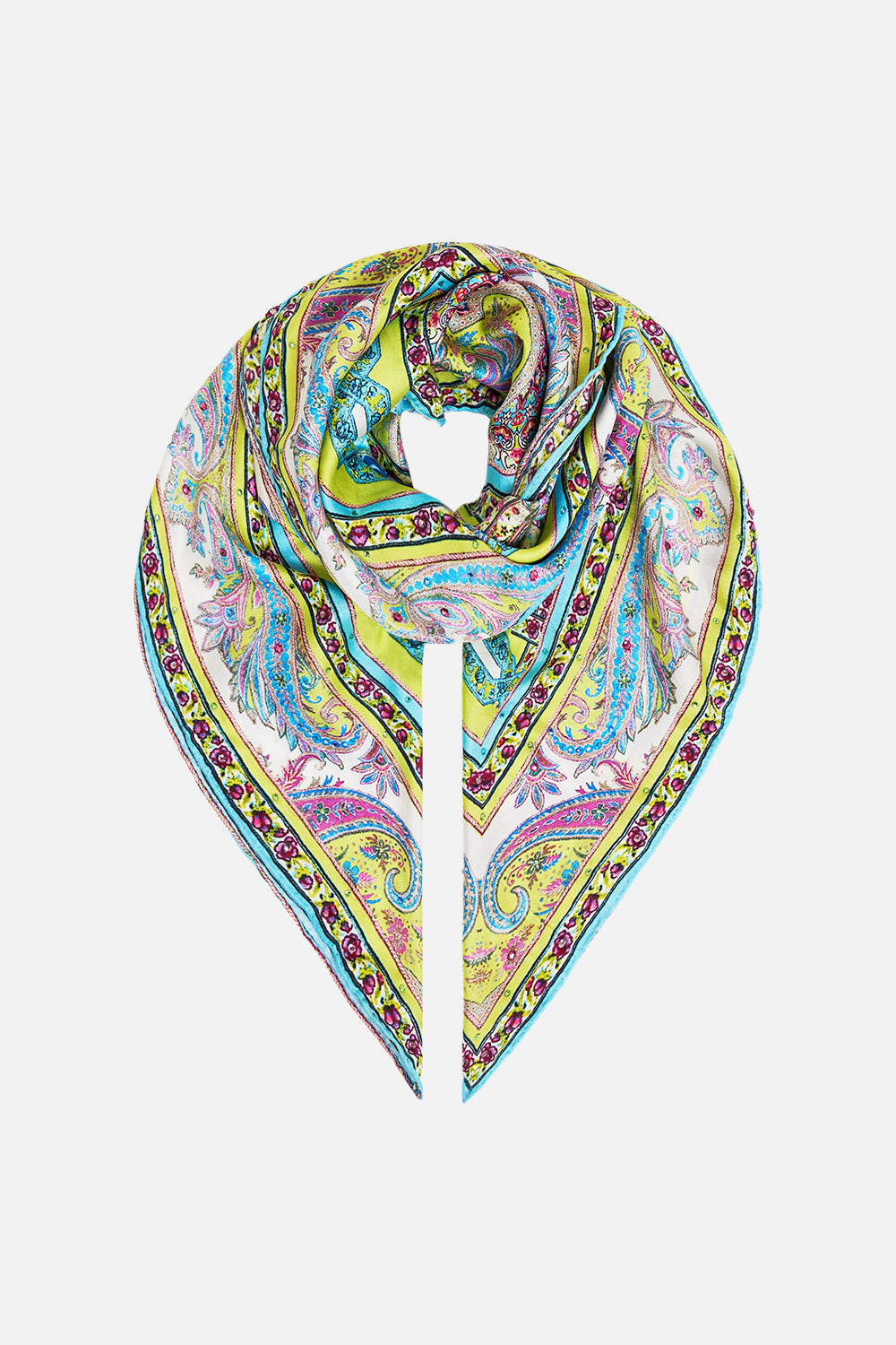 LARGE CRYSTALLED SILK SQUARE SCARF MAGIC CARPET RIDE