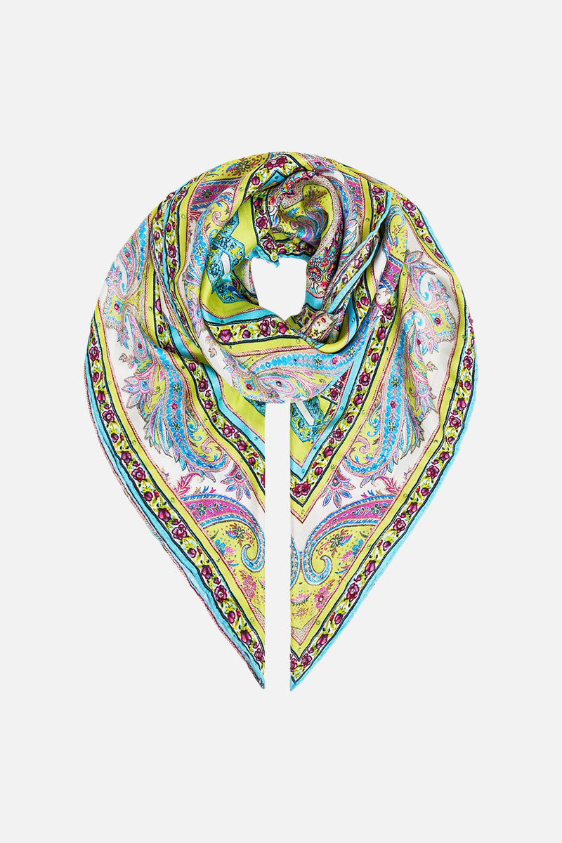 LARGE CRYSTALLED SILK SQUARE SCARF TILES DARLS